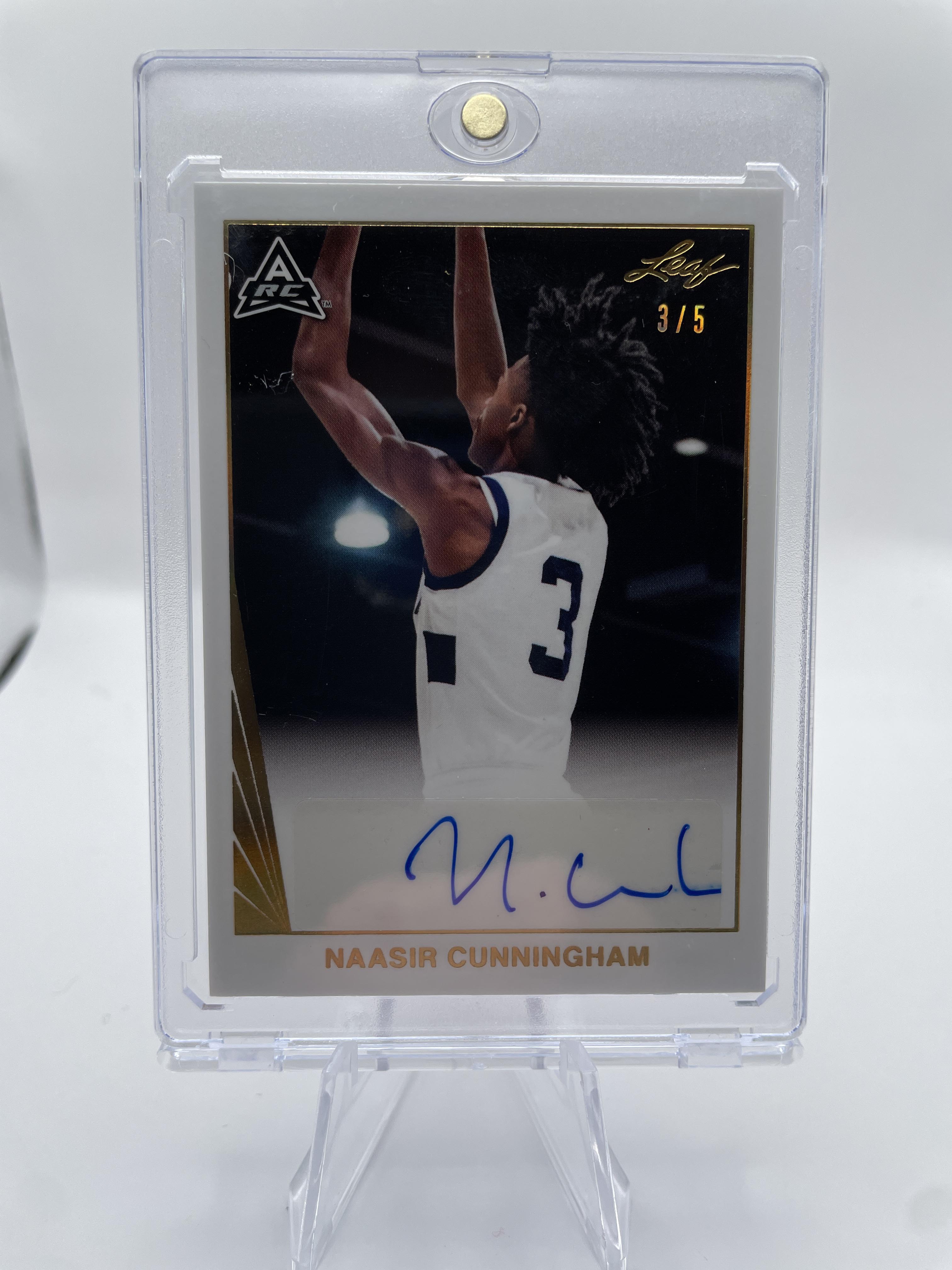 2021-22 Leaf Memories Naasir Cunningham Gold Holo Rookie Auto 3/5 Number Match