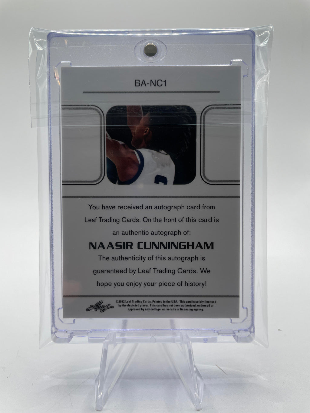 2021-22 Leaf Memories Naasir Cunningham Platinum Holo Rookie Auto /10