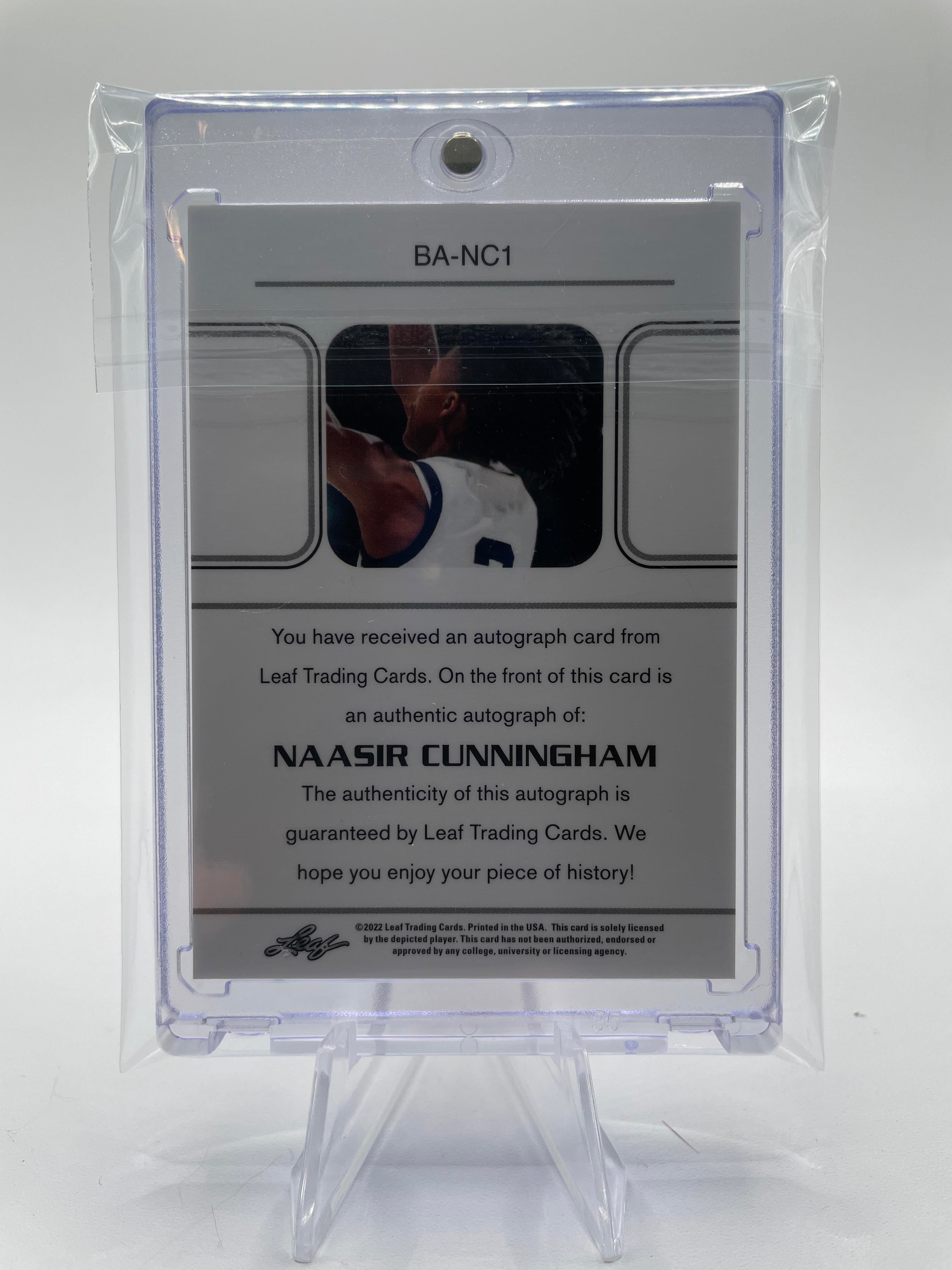 2021-22 Leaf Memories Naasir Cunningham Platinum Holo Rookie Auto /10
