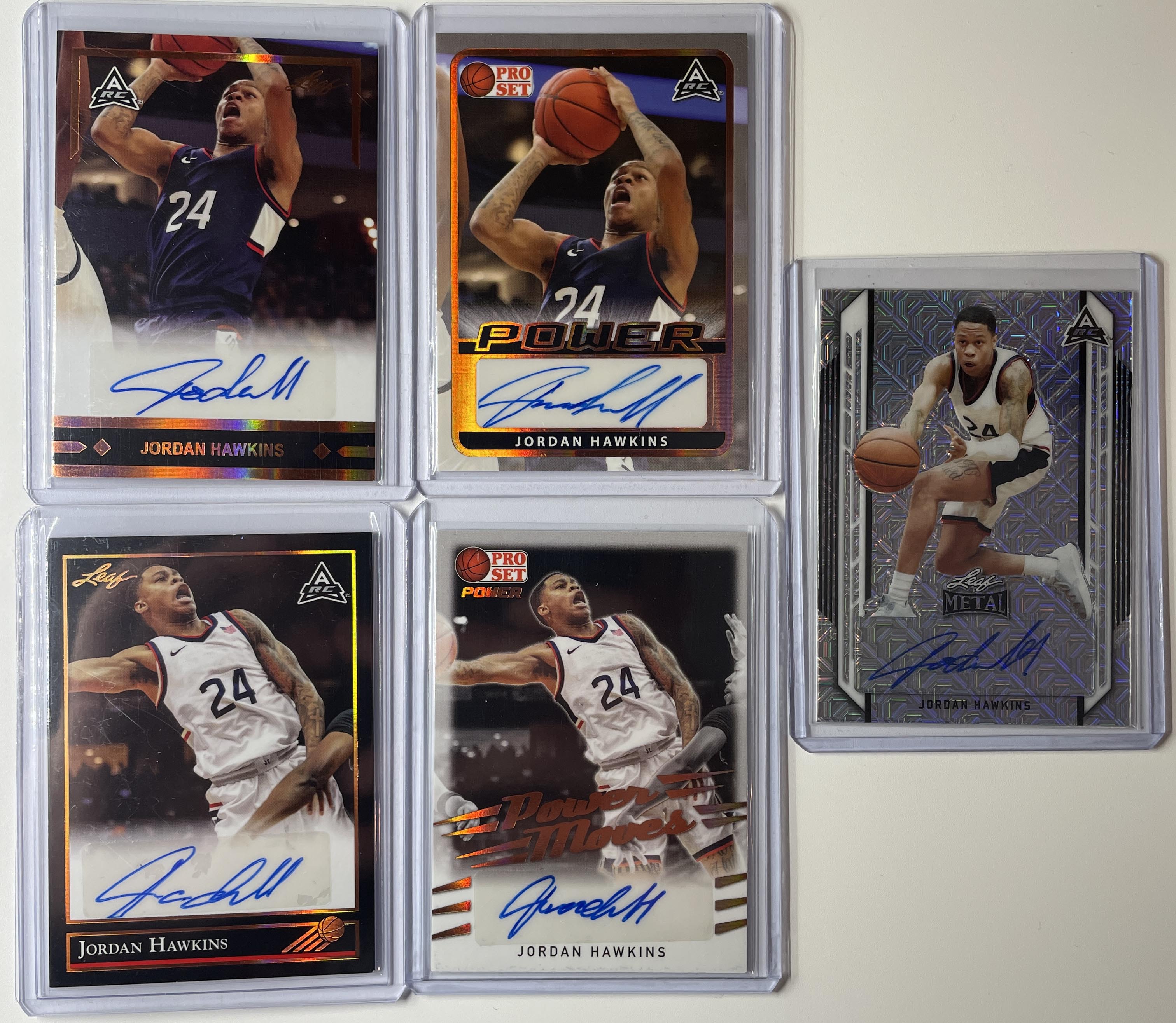 2021-22 Leaf Memories + Pro Set Jordan Hawkins Bronze Rookie Auto Set (x5)