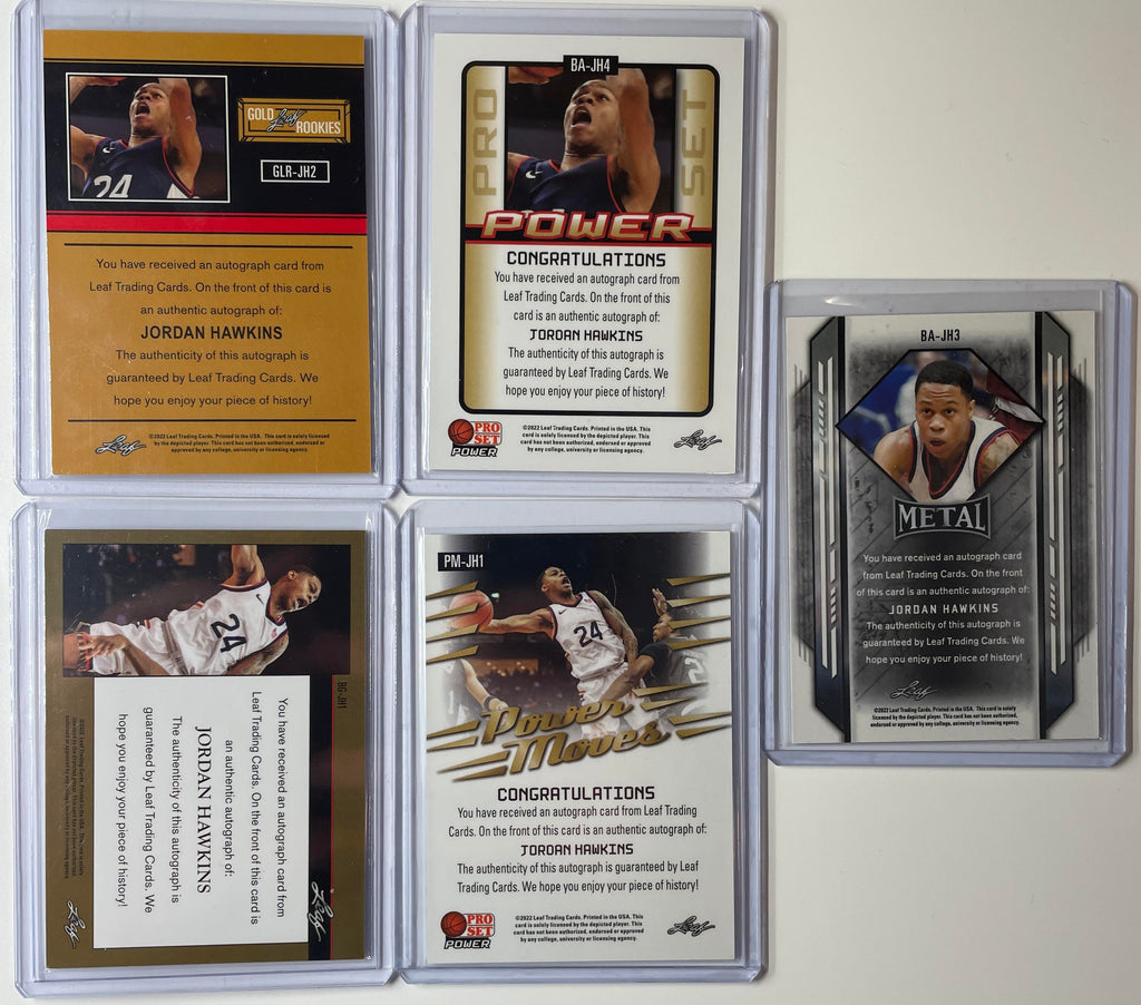 2021-22 Leaf Memories + Pro Set Jordan Hawkins Bronze Rookie Auto Set (x5)