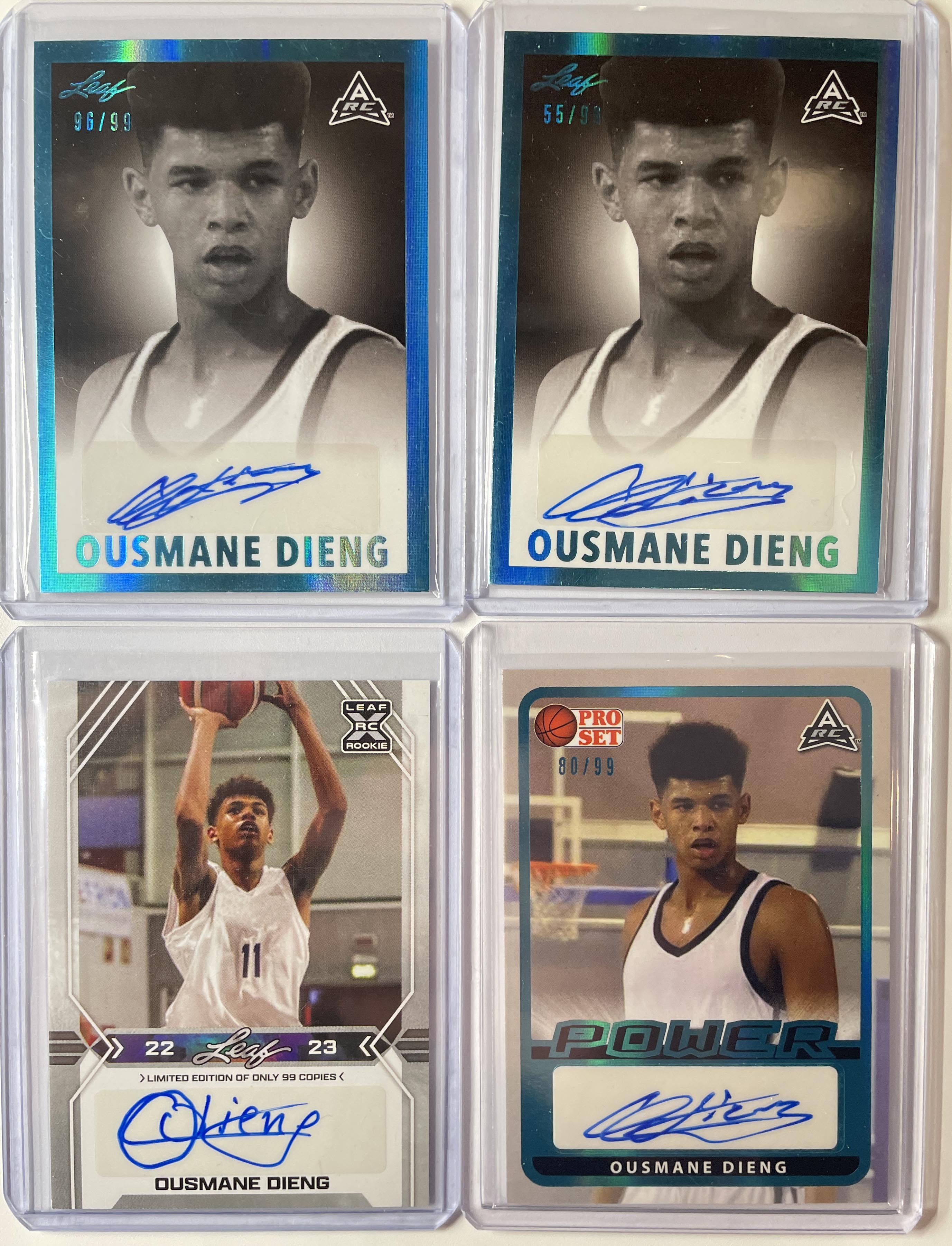 2021-22 Leaf Memories + Pro Set Ousmane Dieng Aqua Rookie Auto /99 Set (x4)