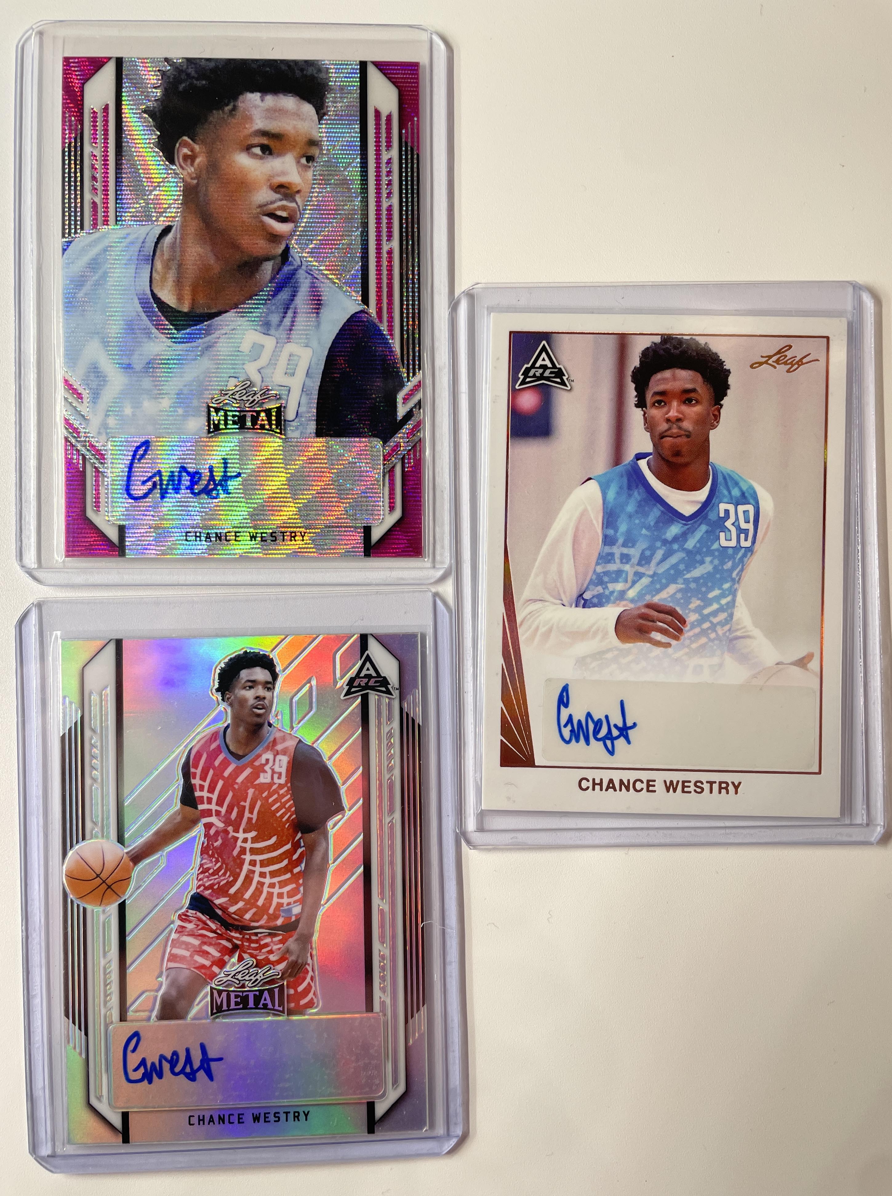2021-22 Leaf Metal Chance Westry Pink Prizm Rookie Auto /20 + Memories Bronze