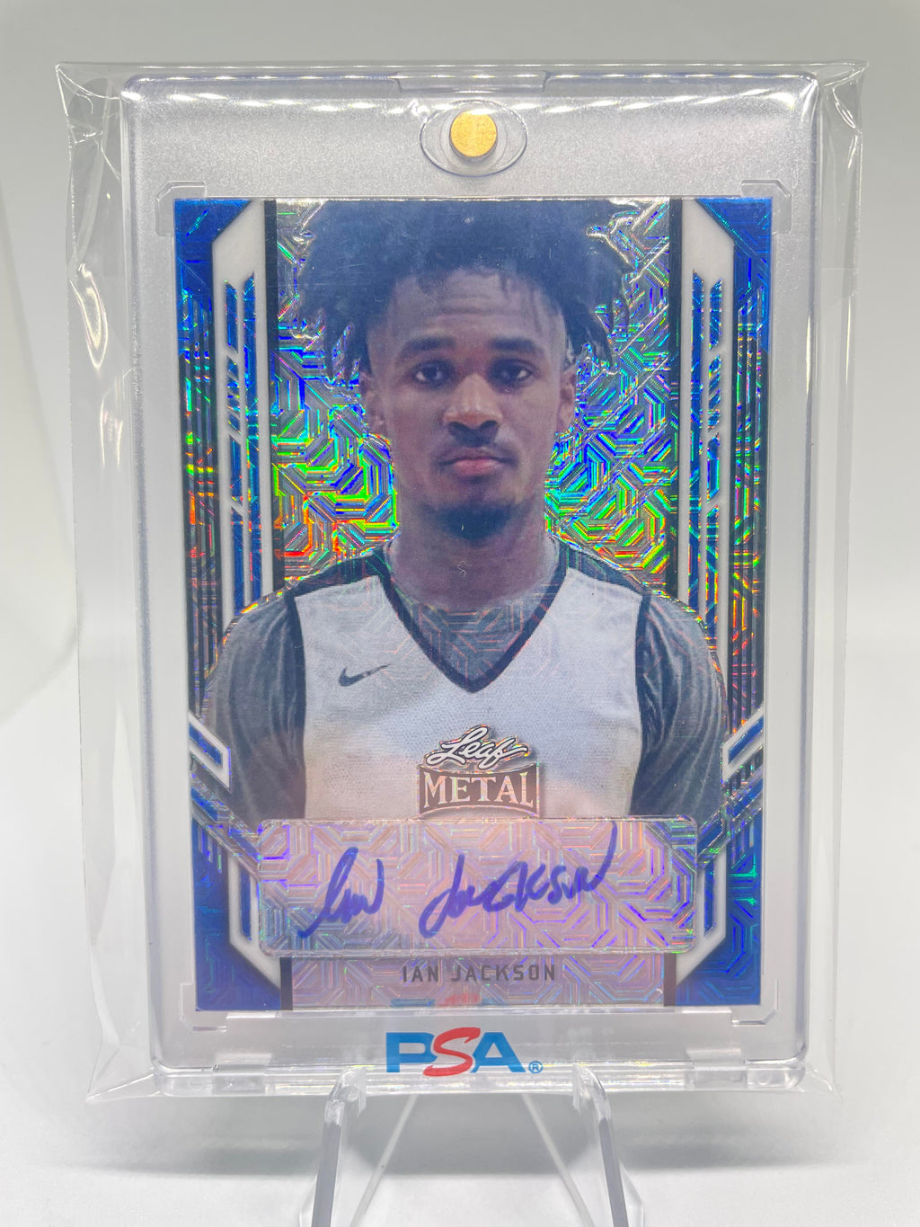 2021-22 Leaf Metal Ian Jackson Blue Prizm Portrait Rookie Auto /20