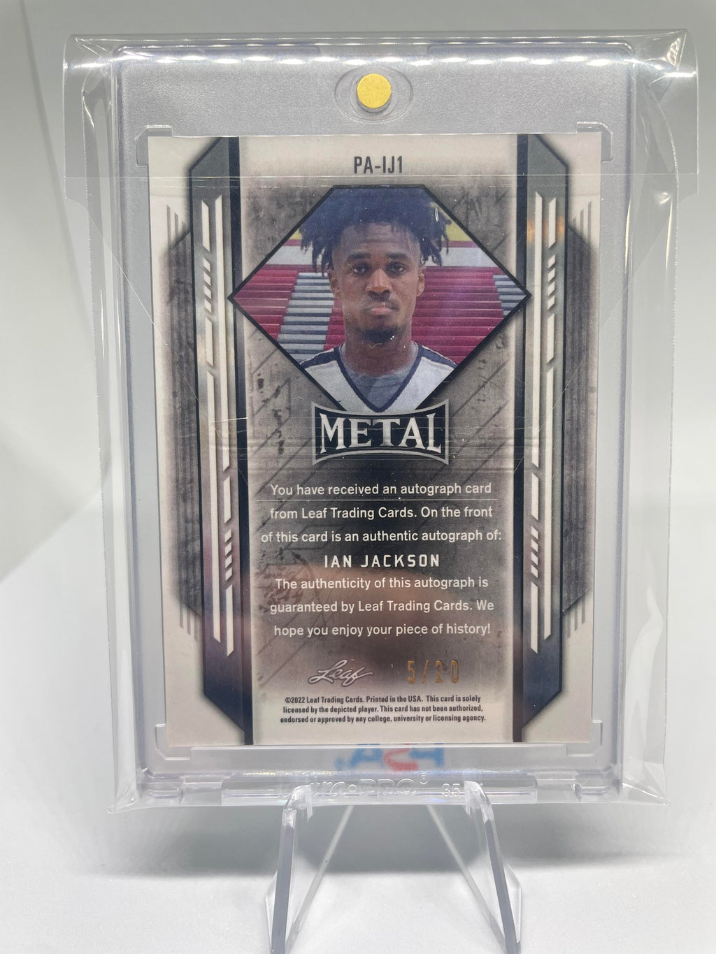 2021-22 Leaf Metal Ian Jackson Blue Prizm Portrait Rookie Auto /20
