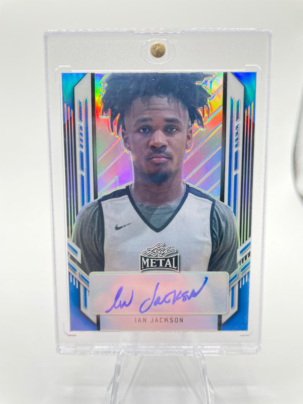 2021-22 Leaf Metal Ian Jackson Blue Prizm Portrait Rookie Auto /50