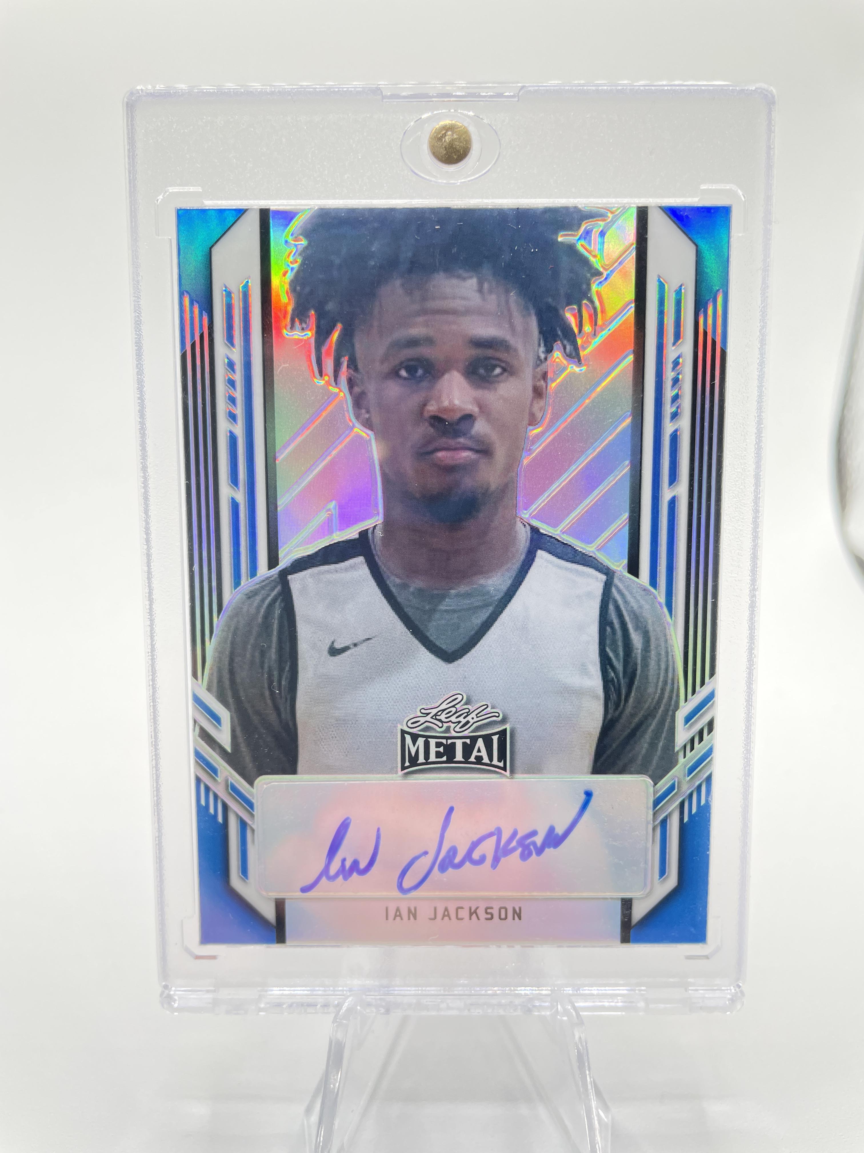 2021-22 Leaf Metal Ian Jackson Blue Prizm Portrait Rookie Auto /50