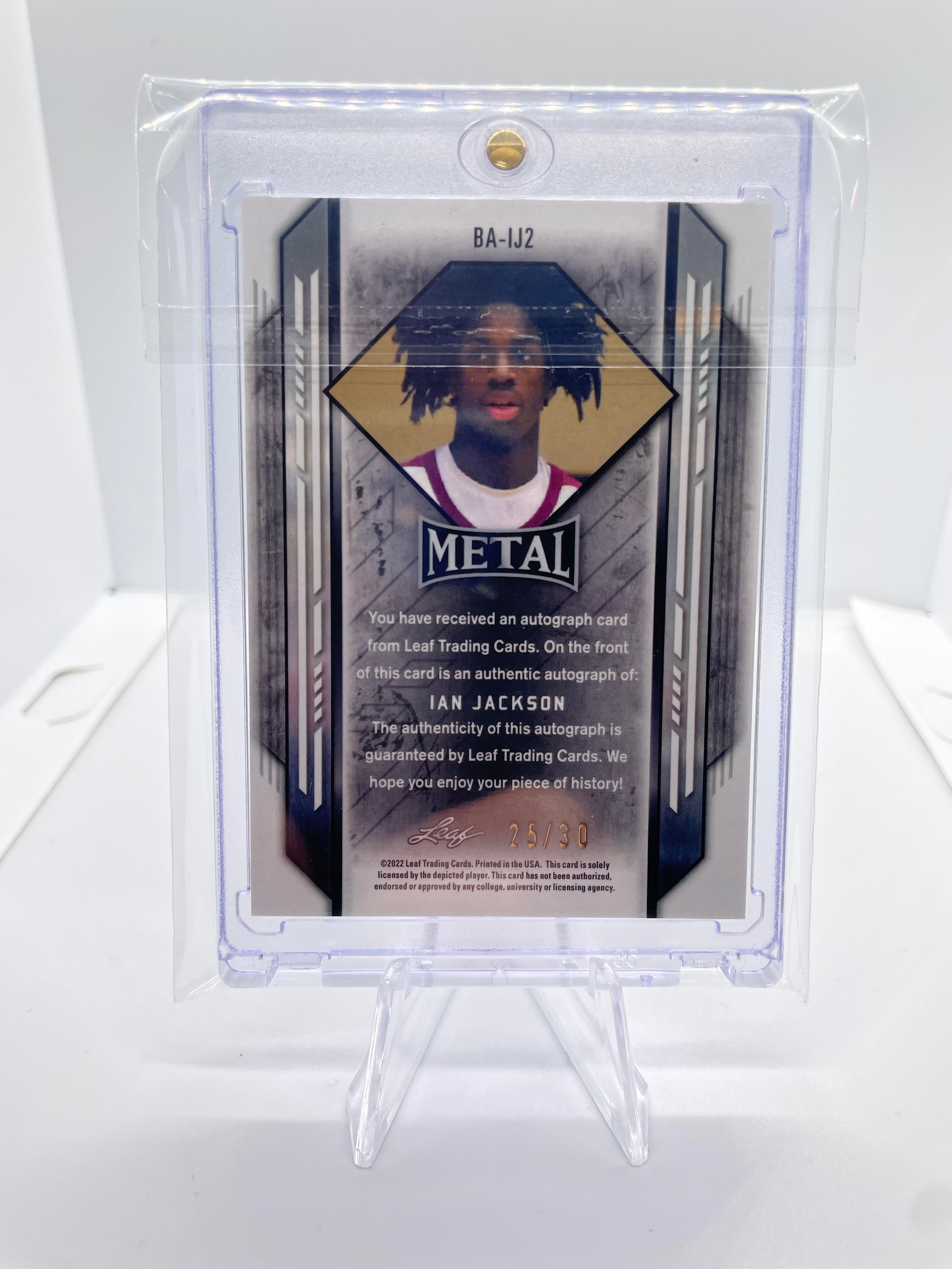 2021-22 Leaf Metal Ian Jackson Portrait Blue Prizm Rookie Auto /30 #BA-IJ2