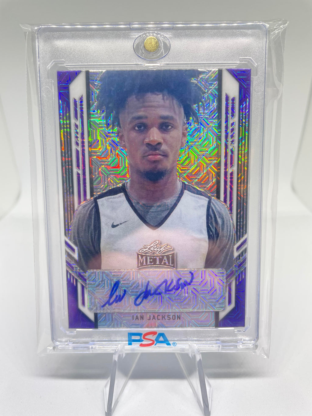 2021-22 Leaf Metal Ian Jackson Purple Prizm Portrait Rookie Auto /15