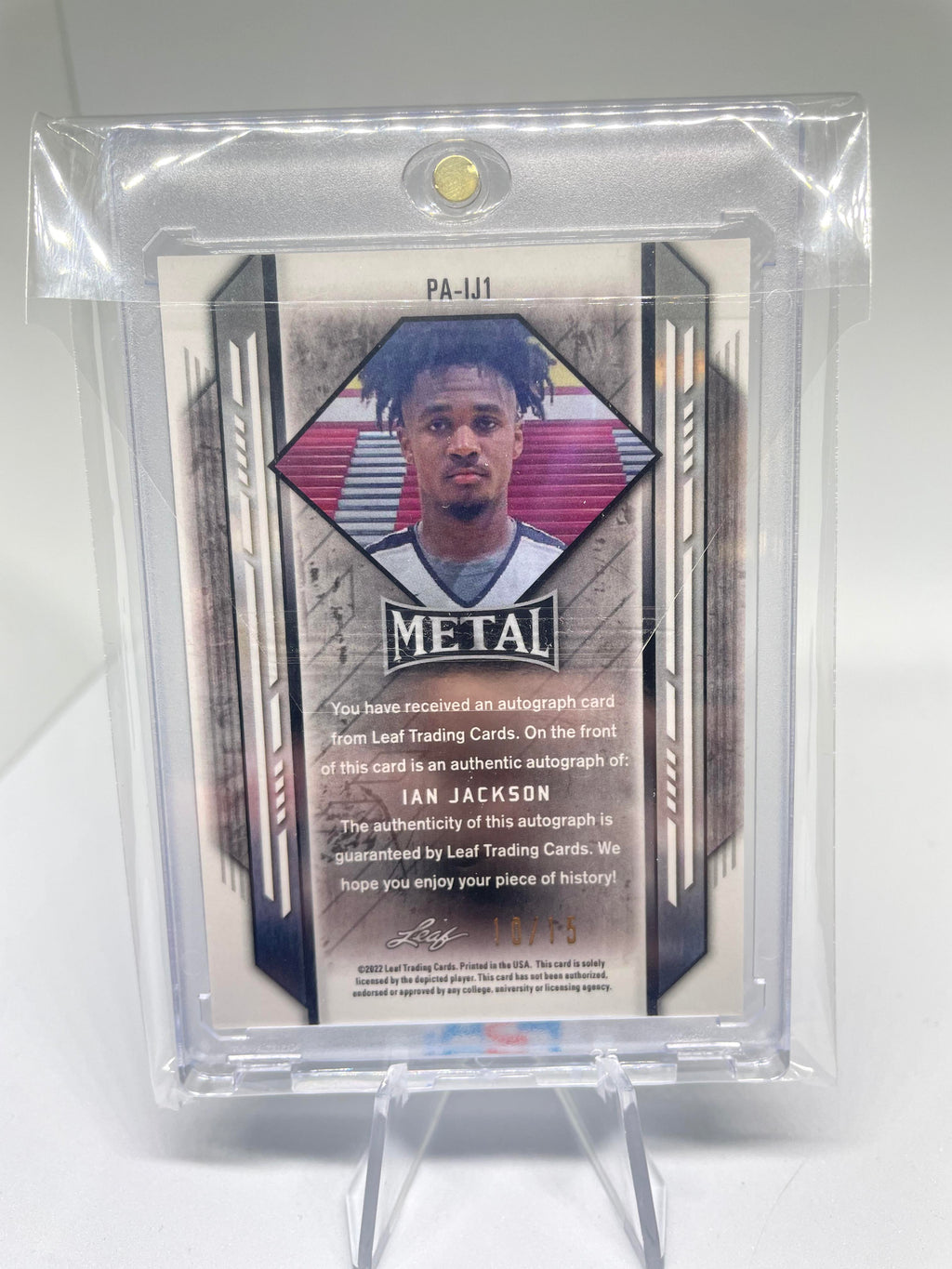 2021-22 Leaf Metal Ian Jackson Purple Prizm Portrait Rookie Auto /15