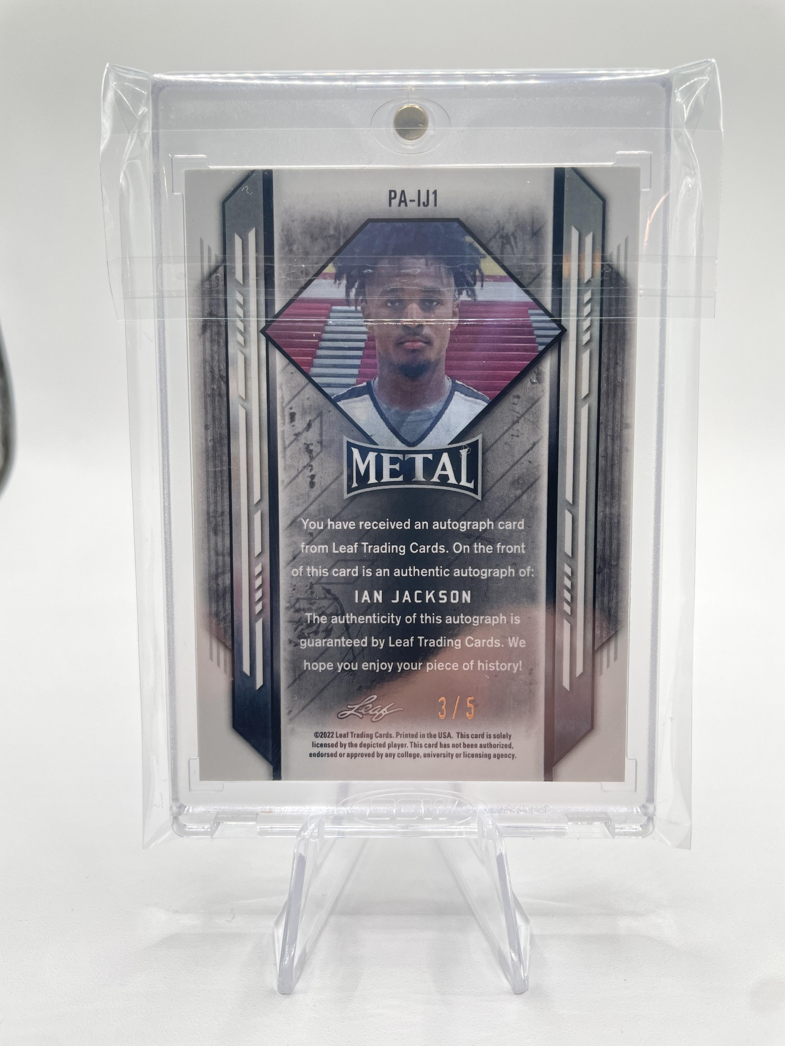 2021-22 Leaf Metal Ian Jackson Red Prizm Portrait Rookie Auto /5