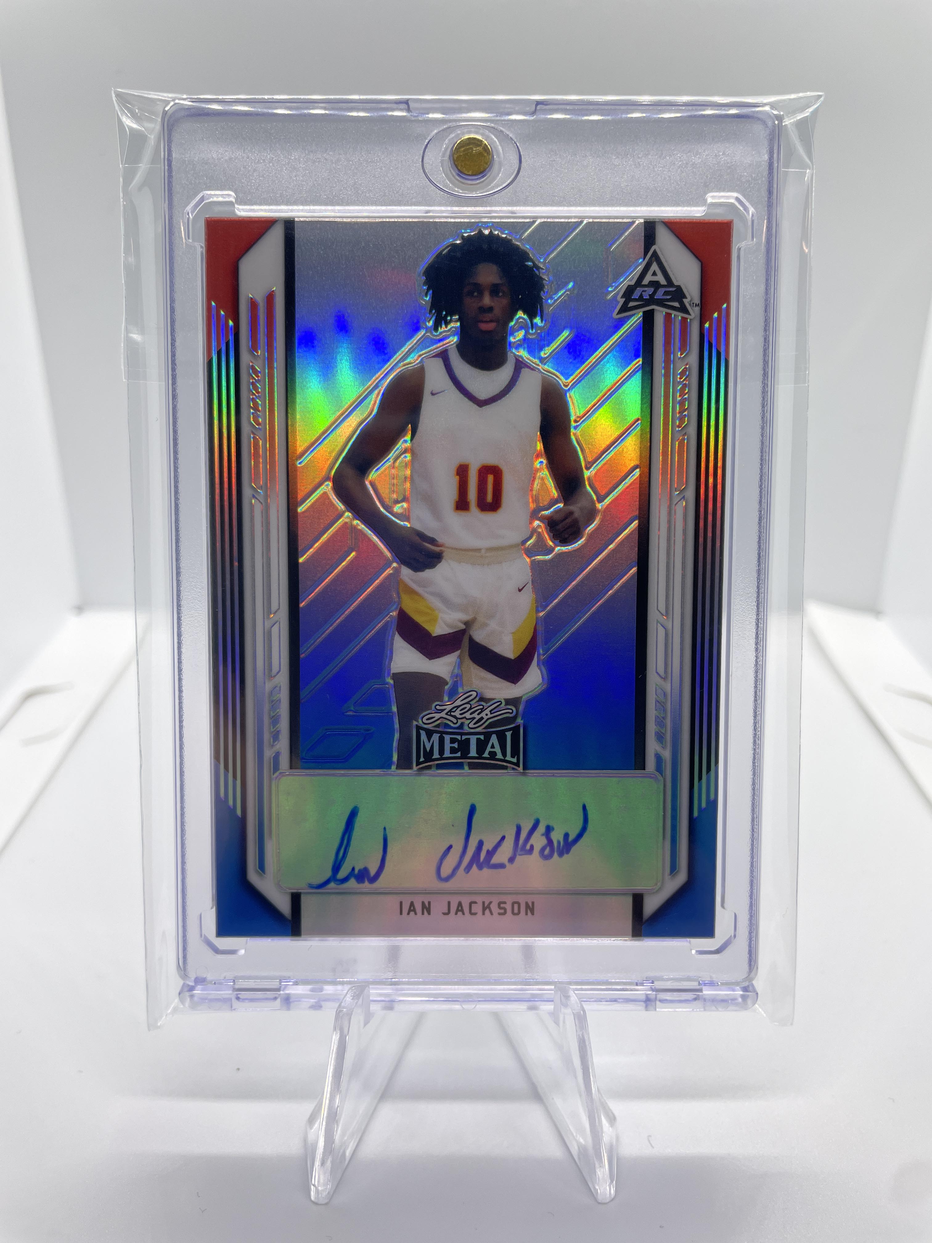 2021-22 Leaf Metal Ian Jackson Red White Blue Prizm Rookie Auto /10 #BA-IJ2