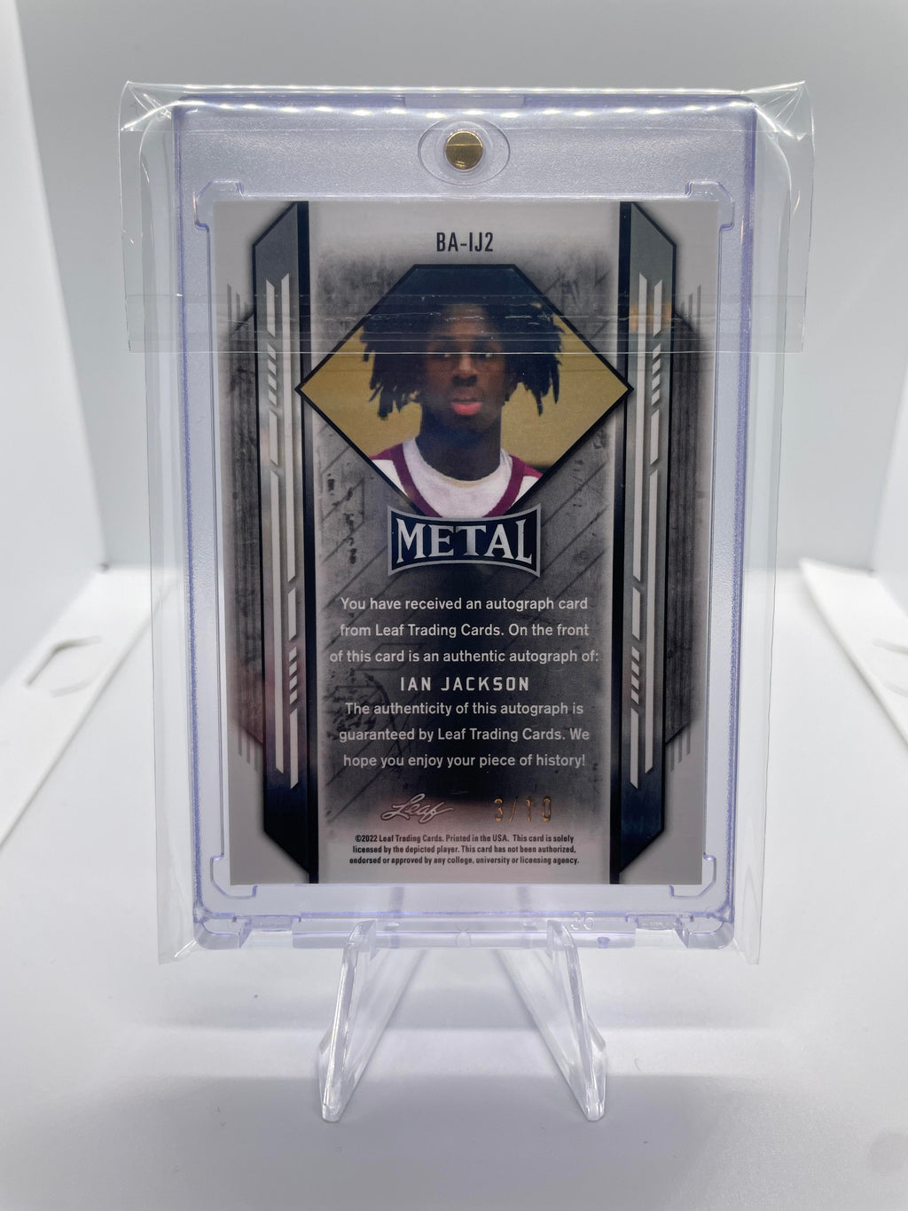 2021-22 Leaf Metal Ian Jackson Red White Blue Prizm Rookie Auto /10 #BA-IJ2