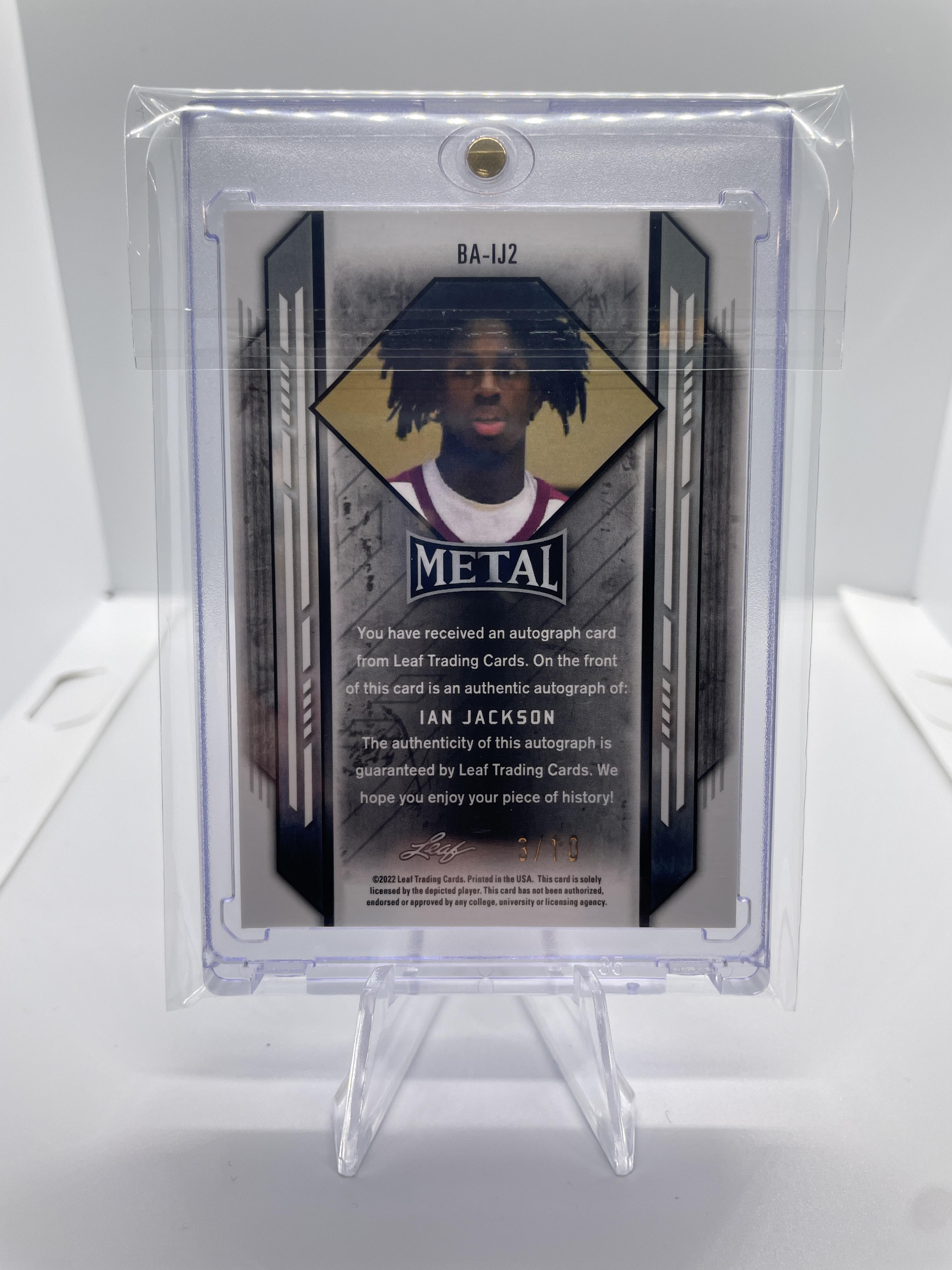 2021-22 Leaf Metal Ian Jackson Red White Blue Prizm Rookie Auto /10 #BA-IJ2
