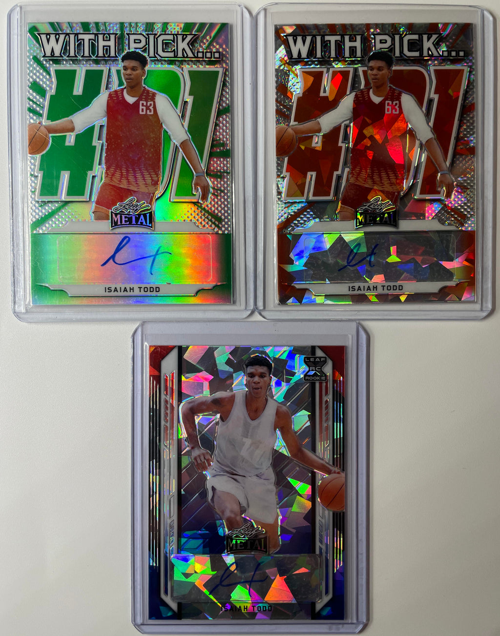 2021-22 Leaf Metal Isaiah Todd With Pick Orange Rookie Auto /4 RWB Prizm /5 +/10