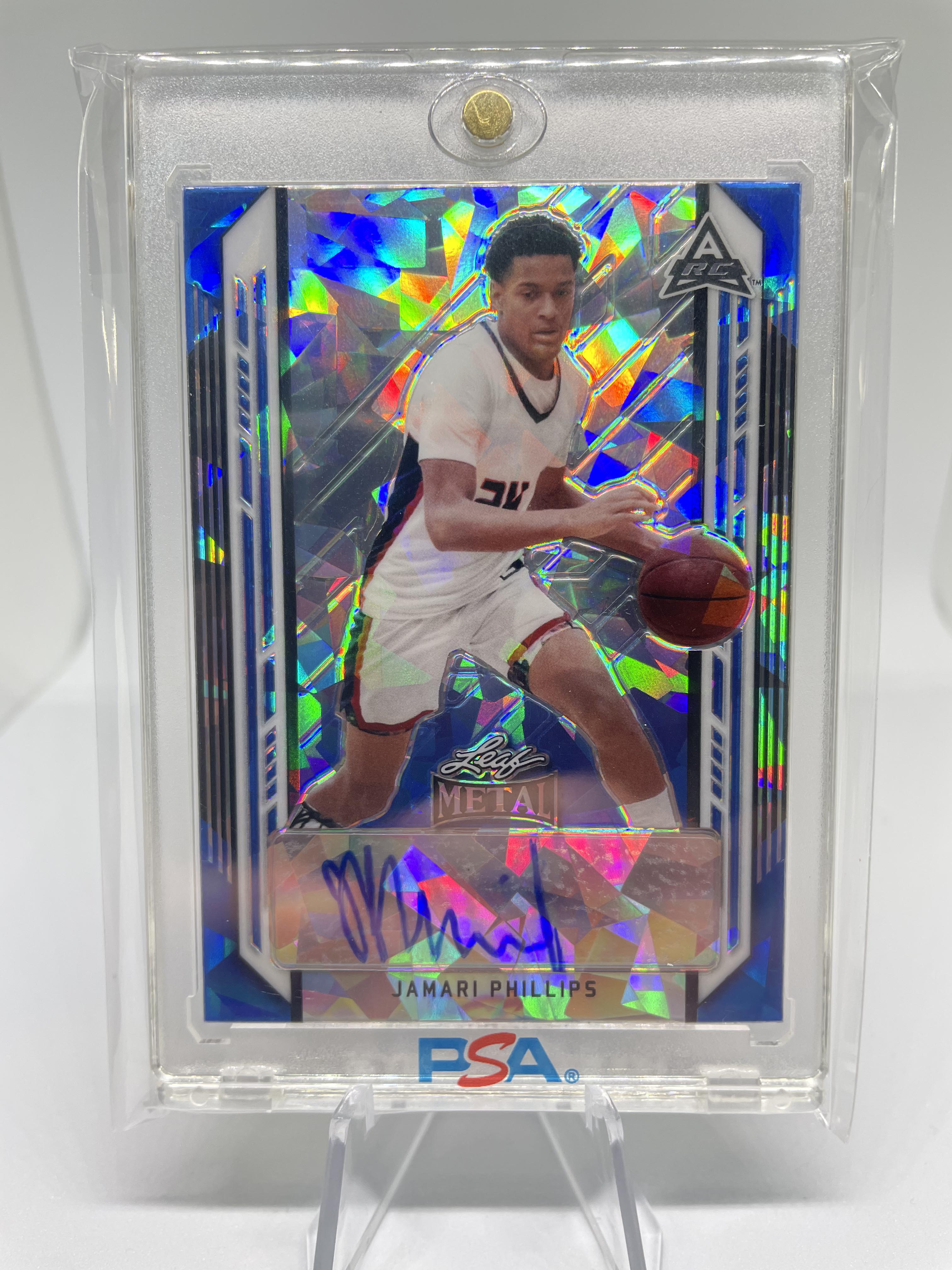 2021-22 Leaf Metal Jamari Phillips Blue Crystal Rookie Auto /25