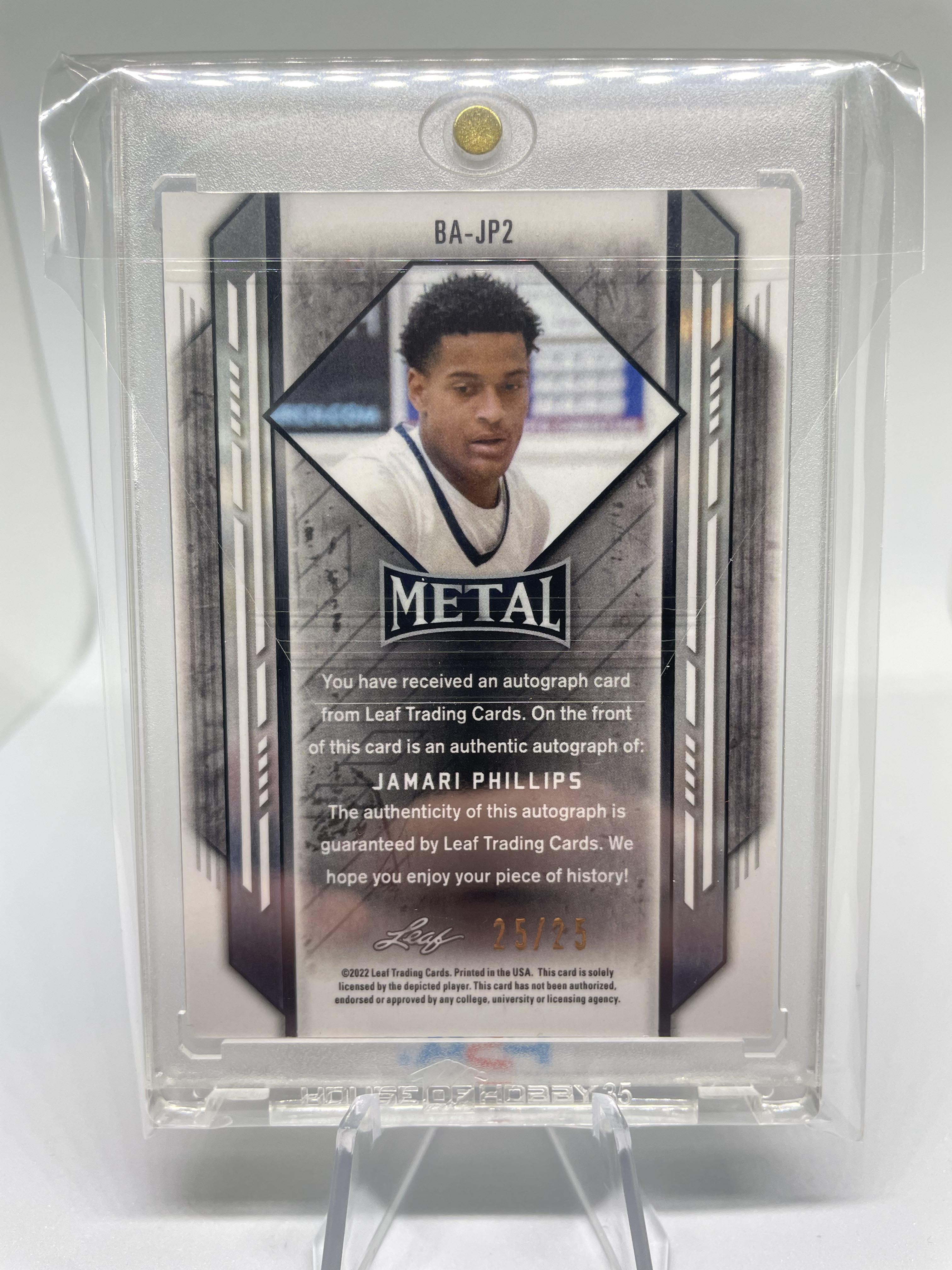 2021-22 Leaf Metal Jamari Phillips Blue Crystal Rookie Auto /25
