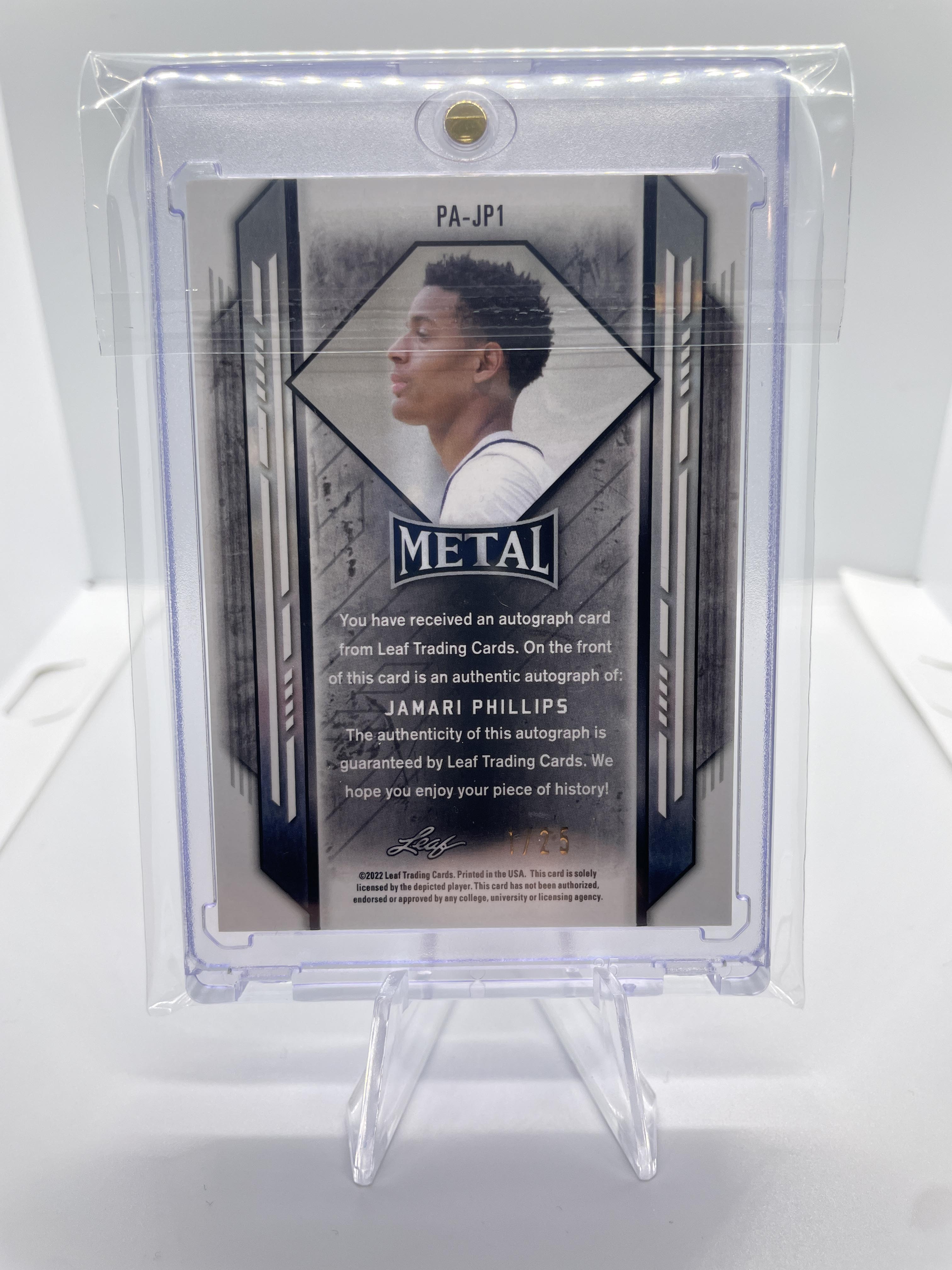 2021-22 Leaf Metal Jamari Phillips Blue Ice Prizm Portrait Rookie Auto 1/25