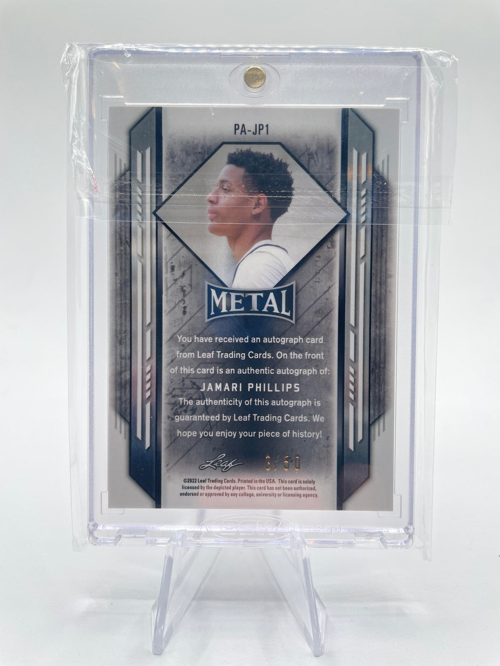 2021-22 Leaf Metal Jamari Phillips Blue Prizm Portrait Rookie Auto /50