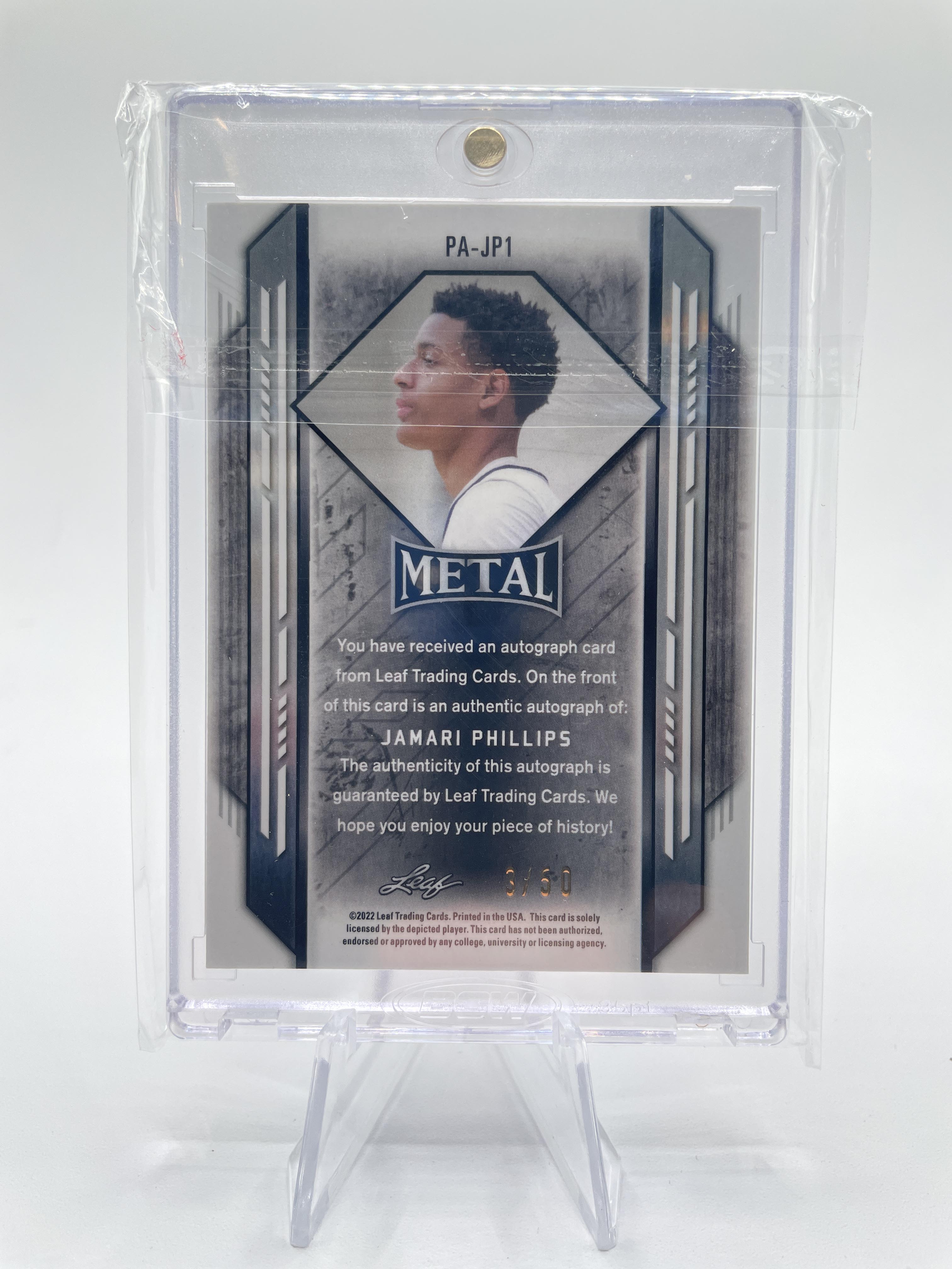 2021-22 Leaf Metal Jamari Phillips Blue Prizm Portrait Rookie Auto /50