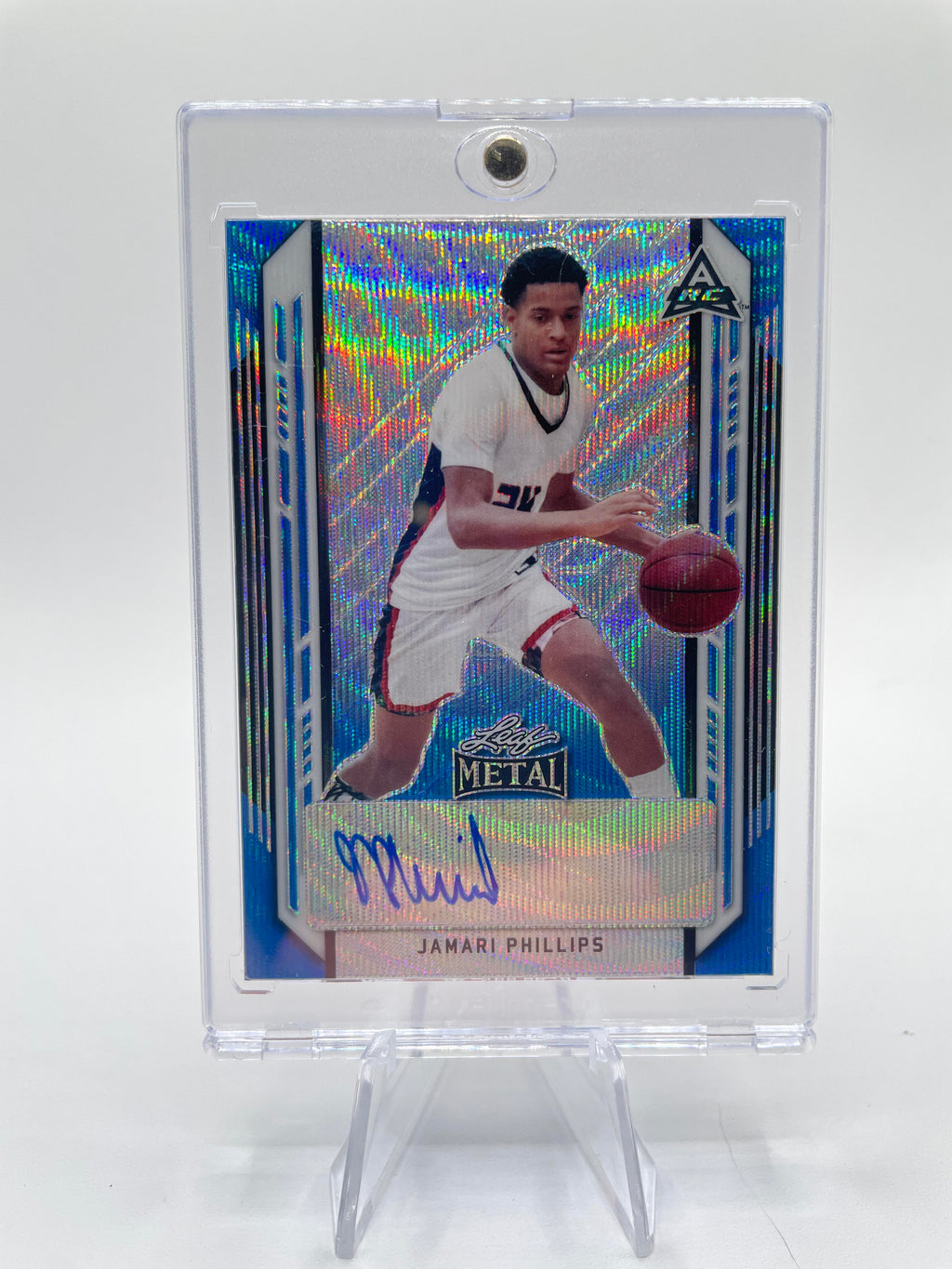 2021-22 Leaf Metal Jamari Phillips Blue Prizm Rookie Auto /30