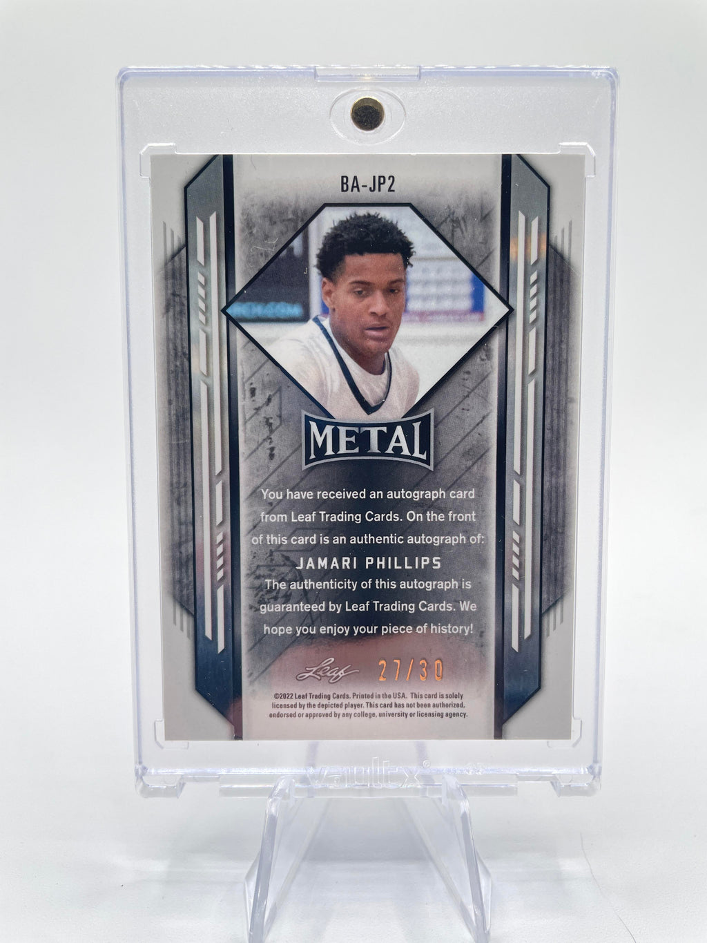 2021-22 Leaf Metal Jamari Phillips Blue Prizm Rookie Auto /30
