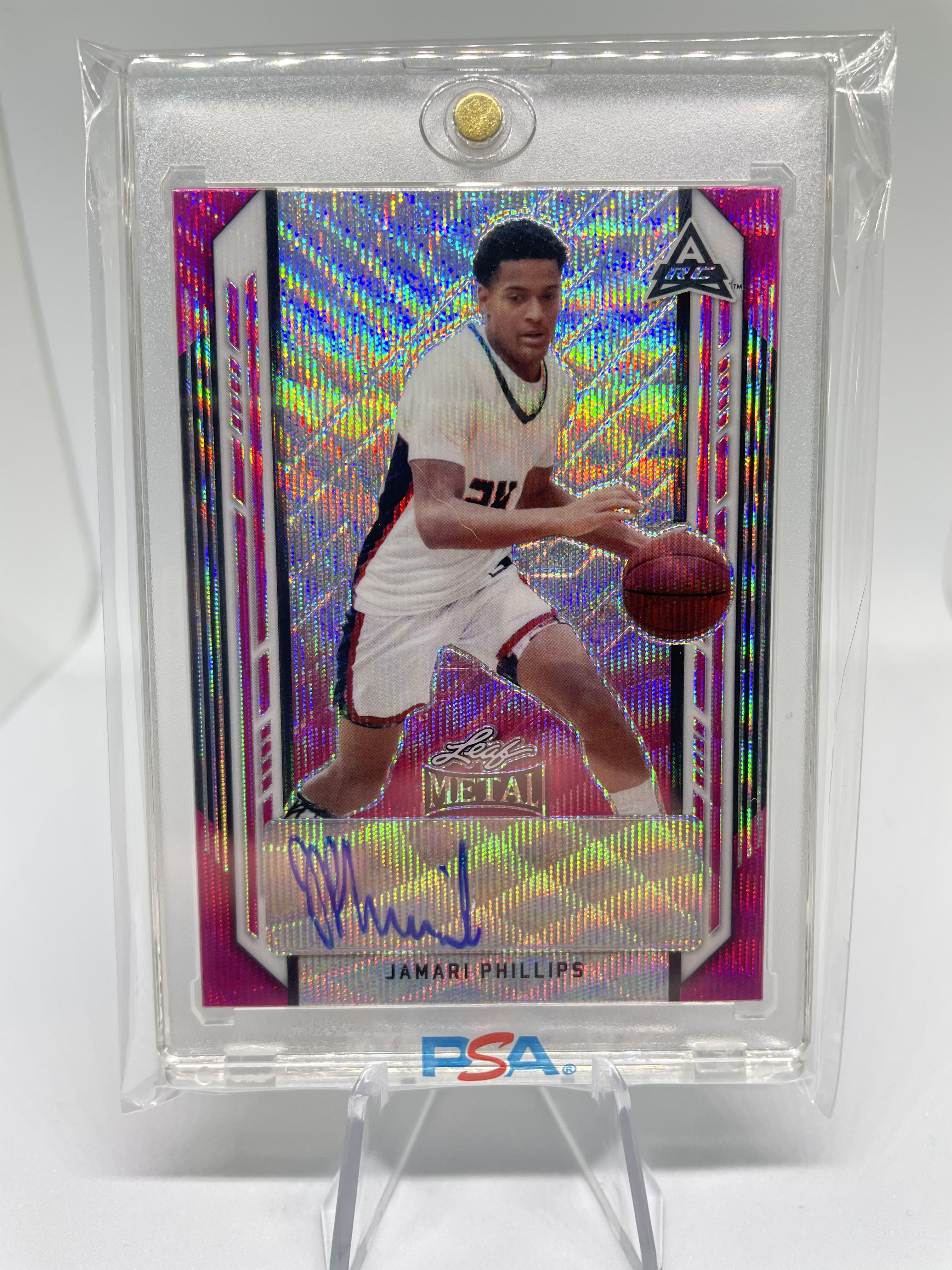 2021-22 Leaf Metal Jamari Phillips Pink Kaleidoscope Rookie Auto /25