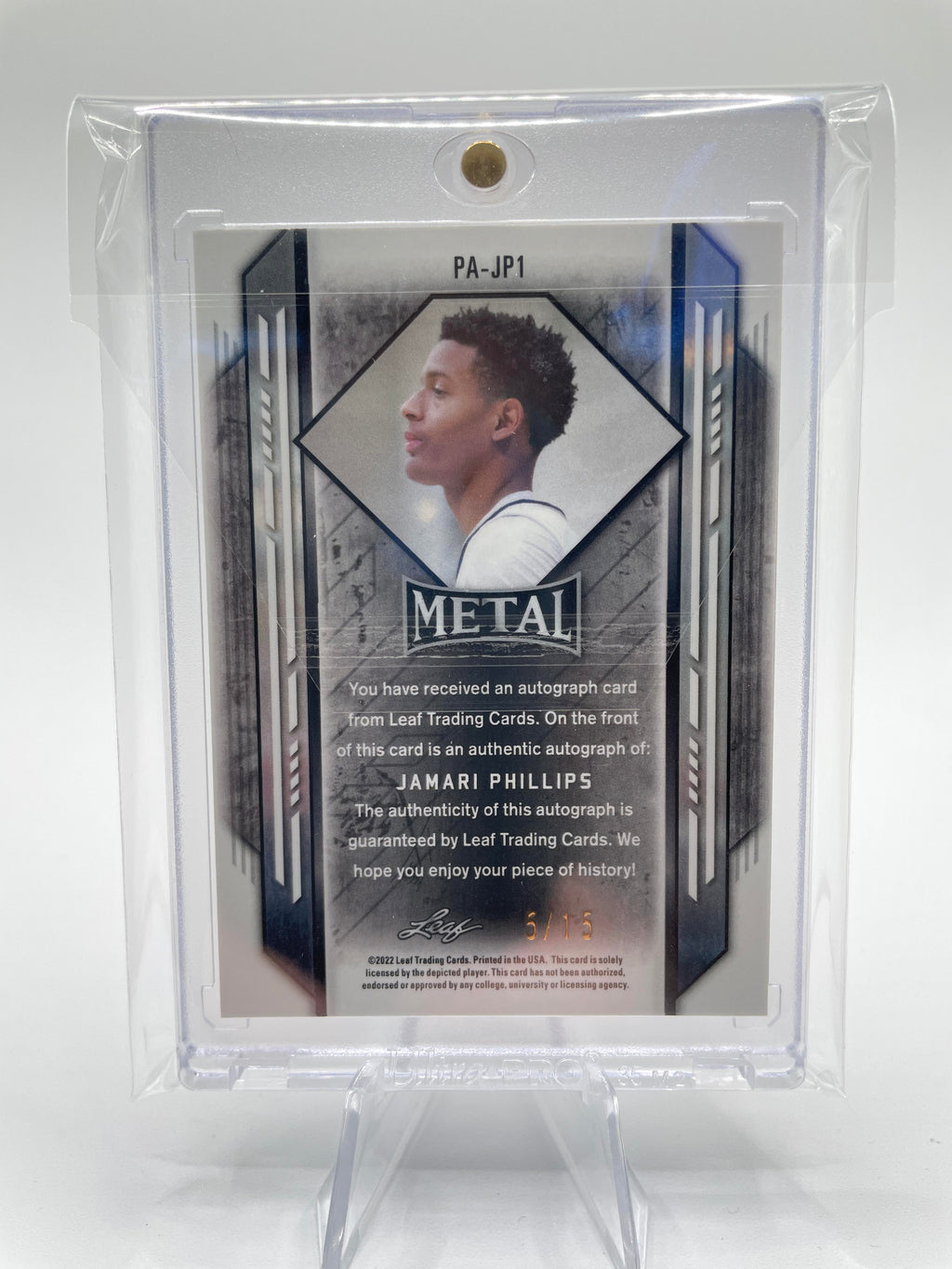 2021-22 Leaf Metal Jamari Phillips Purple Mojo Portrait Rookie Auto /15