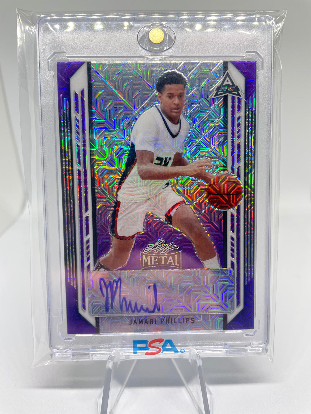 2021-22 Leaf Metal Jamari Phillips Purple Mojo Rookie Auto /15
