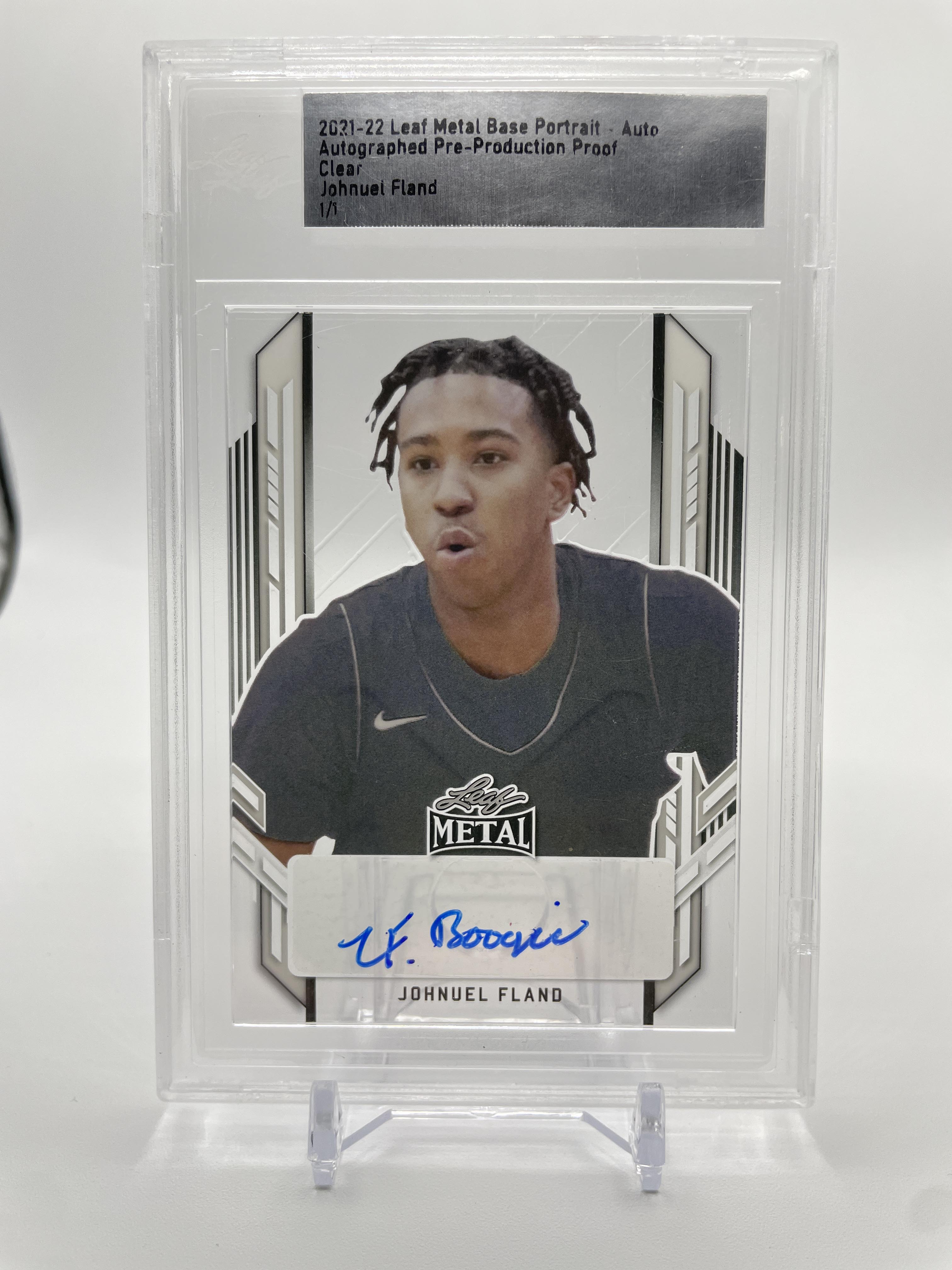 2021-22 Leaf Metal Johnuel Fland Base Portrait Pre-Production Proof Auto 1/1