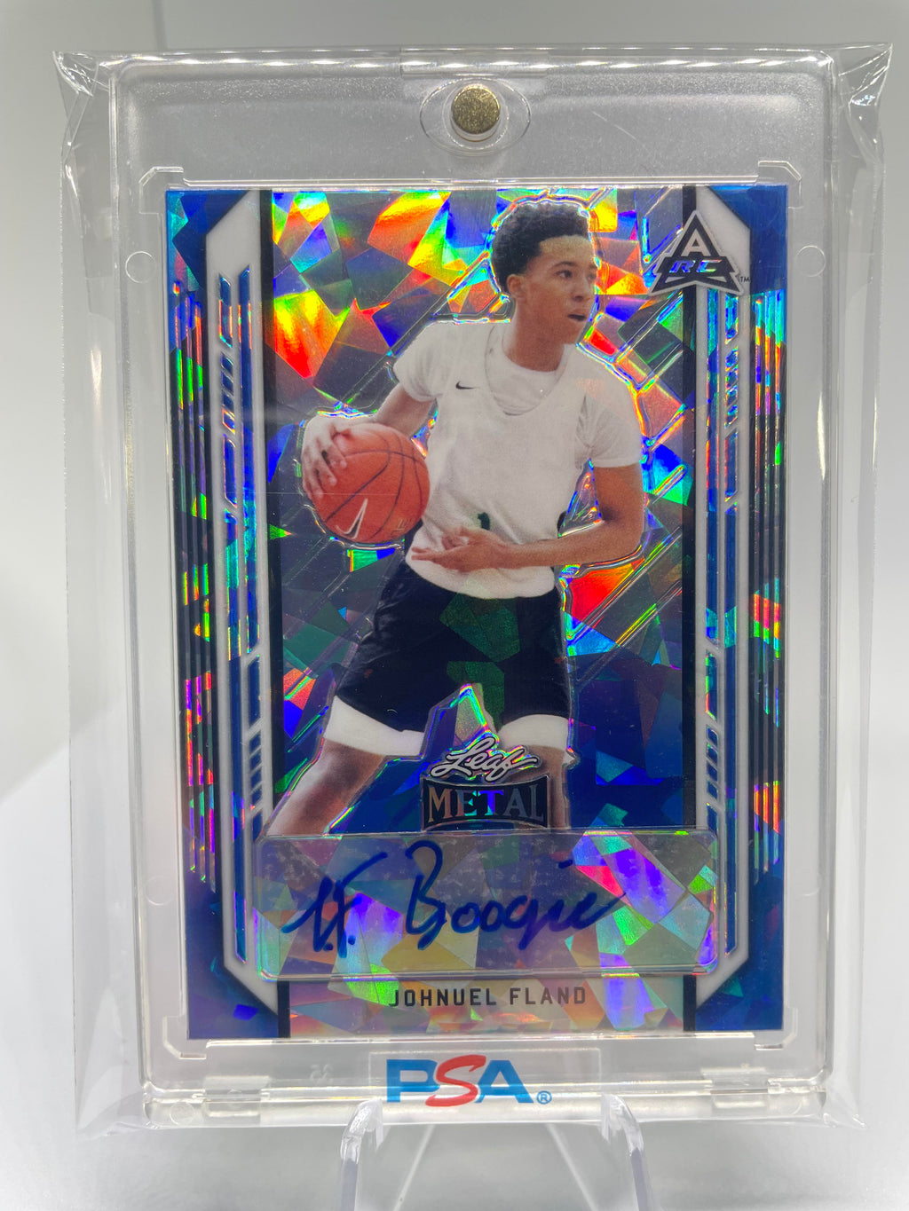 2021-22 Leaf Metal Johnuel Fland Blue Crystal Parallel Rookie Auto /25