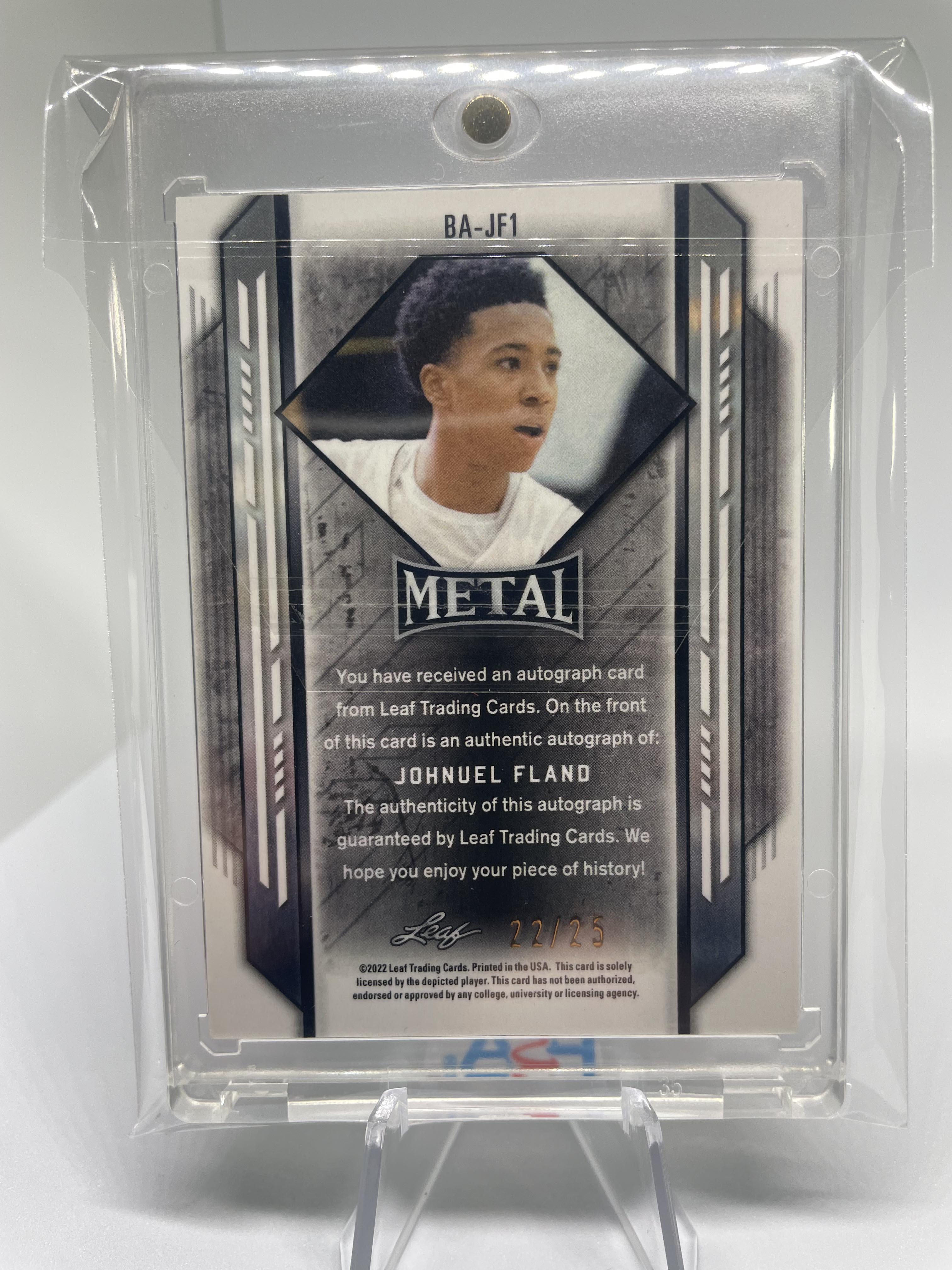 2021-22 Leaf Metal Johnuel Fland Blue Crystal Parallel Rookie Auto /25