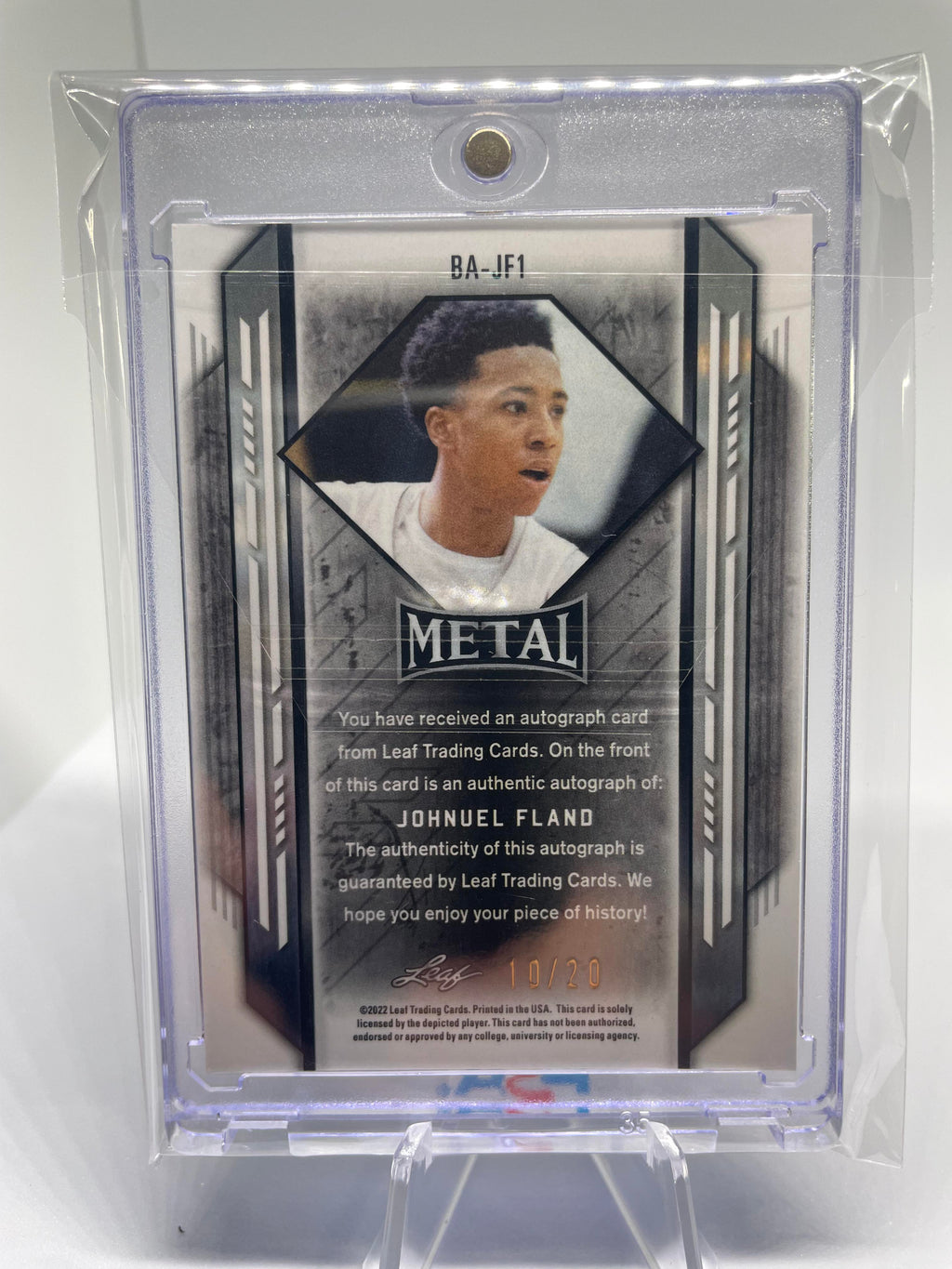 2021-22 Leaf Metal Johnuel Fland Blue Mojo Parallel Rookie Auto /20