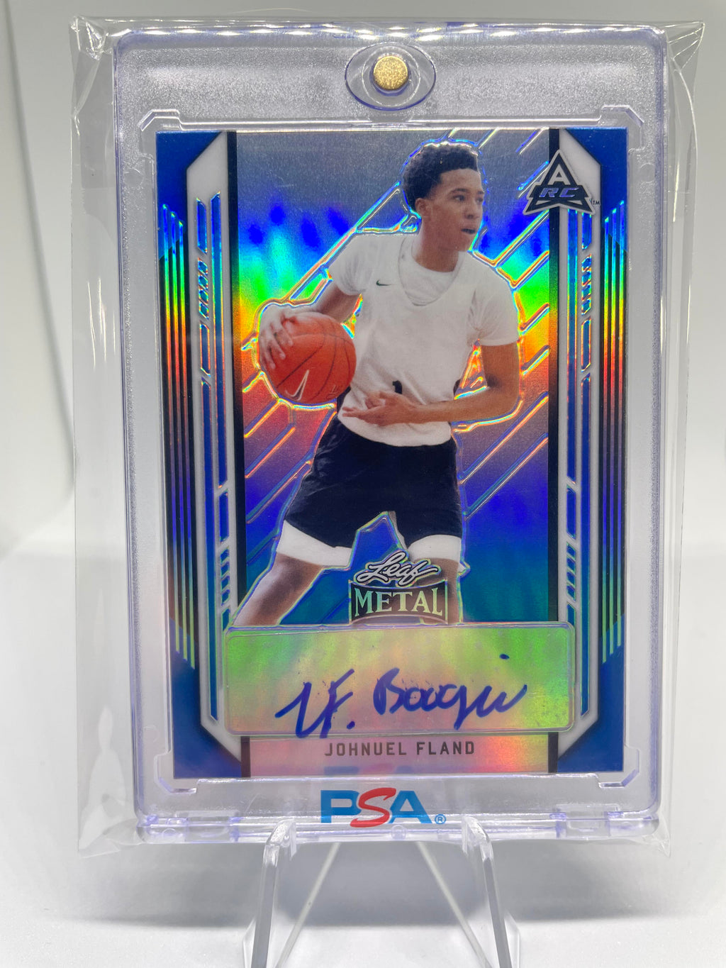 2021-22 Leaf Metal Johnuel Fland Blue Prizm Rookie Auto /50