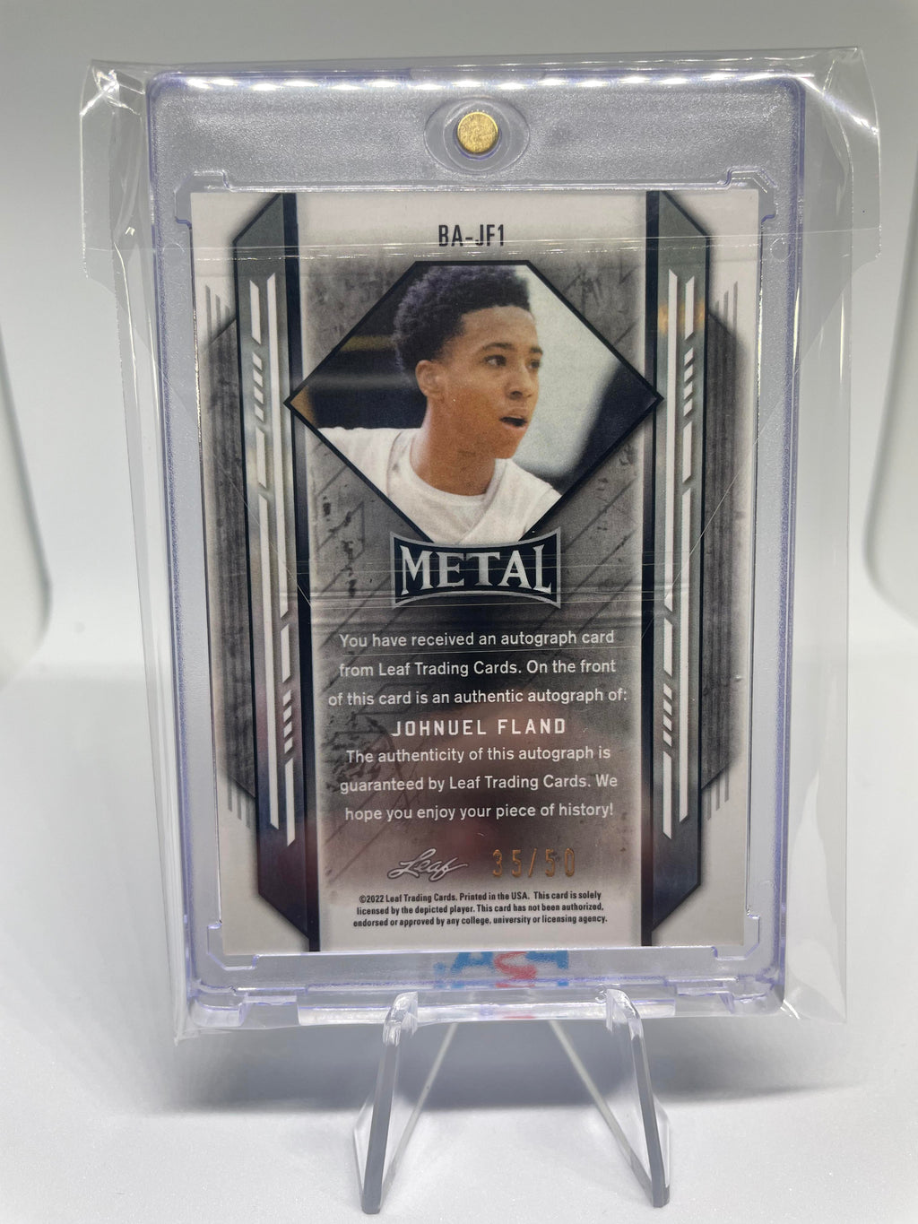 2021-22 Leaf Metal Johnuel Fland Blue Prizm Rookie Auto /50