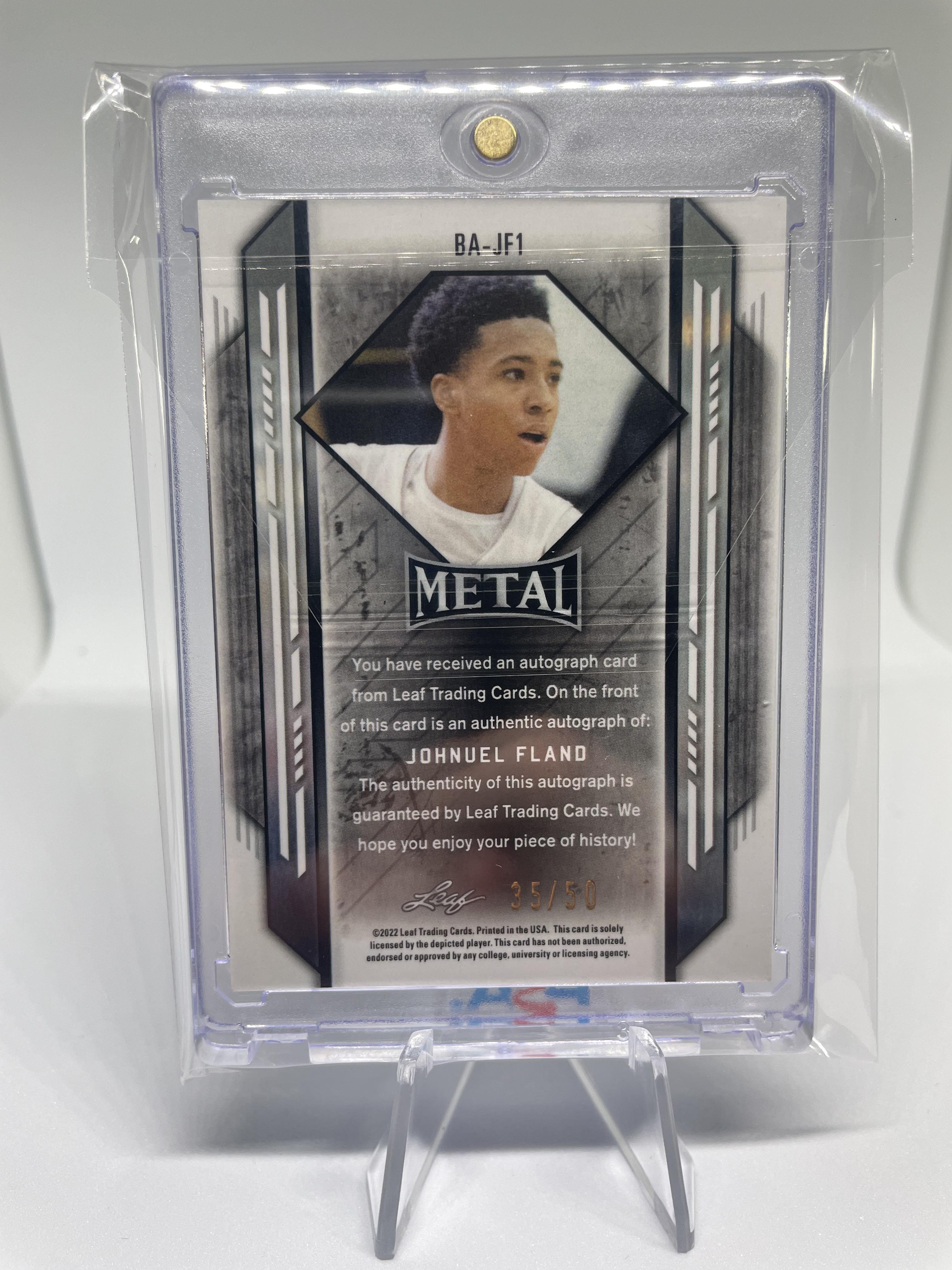 2021-22 Leaf Metal Johnuel Fland Blue Prizm Rookie Auto /50