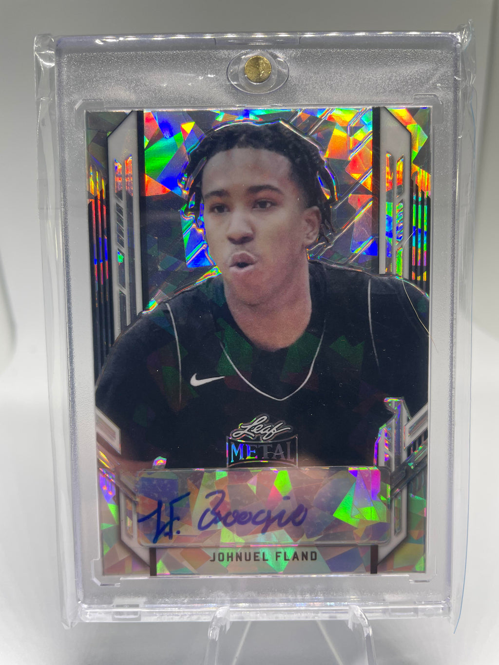 2021-22 Leaf Metal Johnuel Fland Cracked Ice Portrait Rookie Auto #PA-JF1