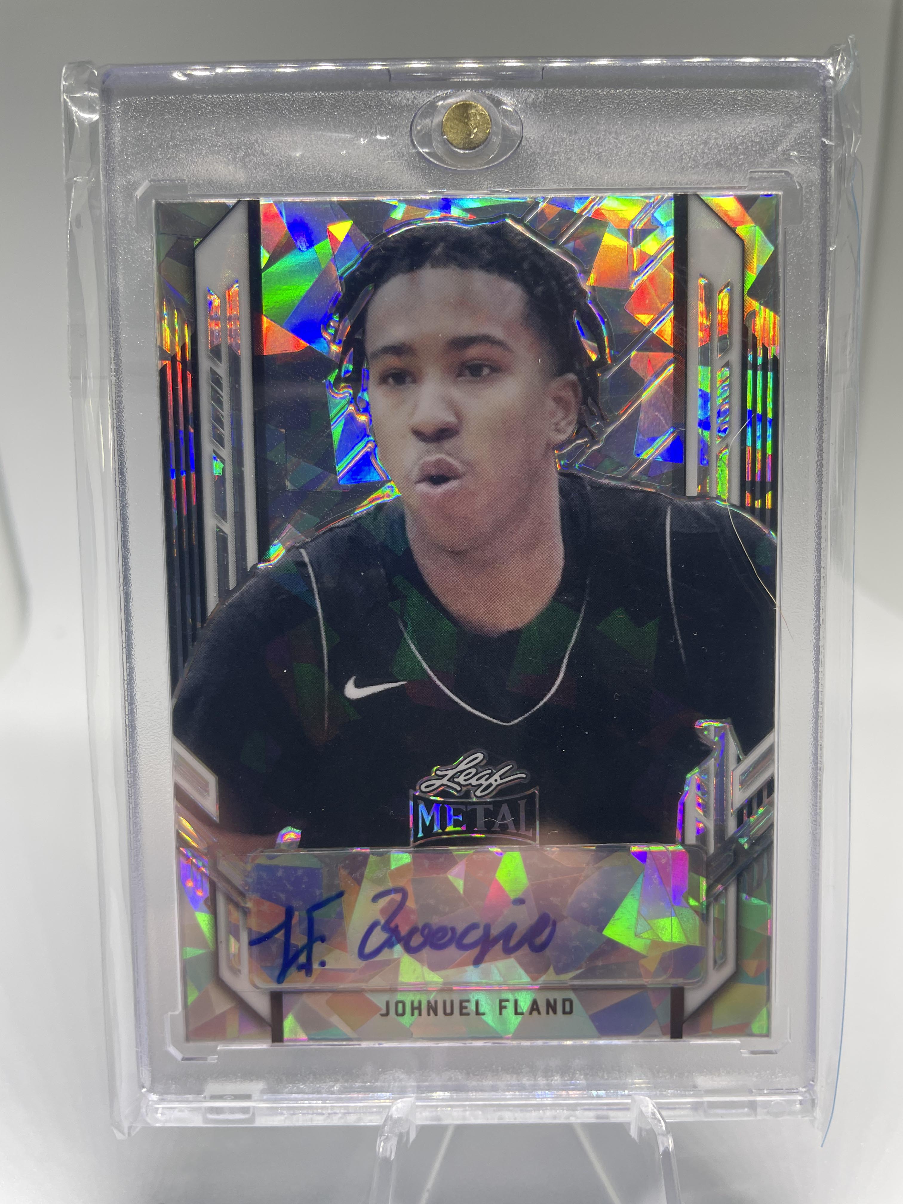 2021-22 Leaf Metal Johnuel Fland Cracked Ice Portrait Rookie Auto #PA-JF1