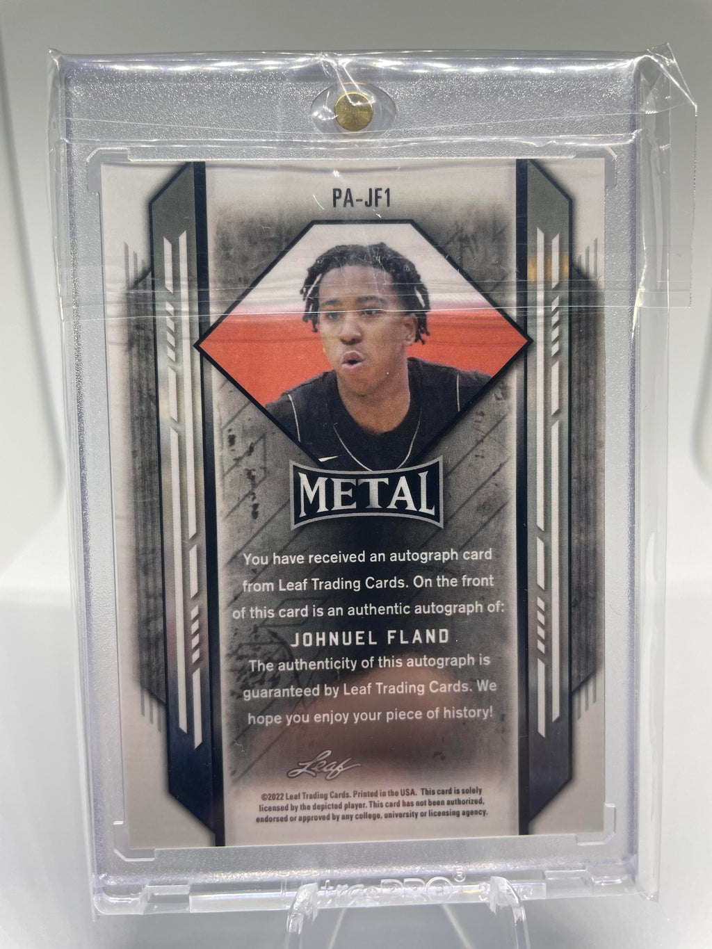 2021-22 Leaf Metal Johnuel Fland Cracked Ice Portrait Rookie Auto #PA-JF1