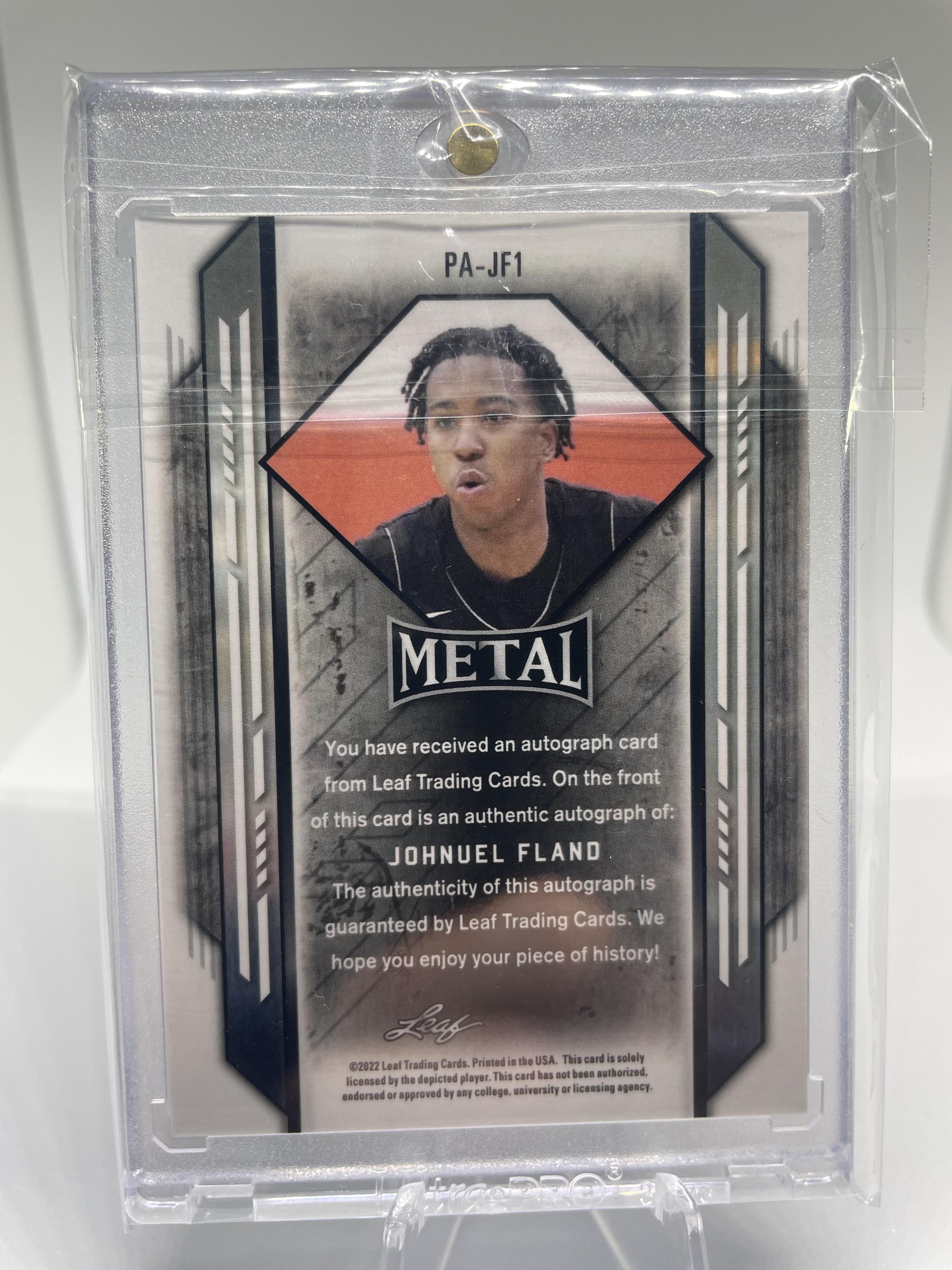 2021-22 Leaf Metal Johnuel Fland Cracked Ice Portrait Rookie Auto #PA-JF1
