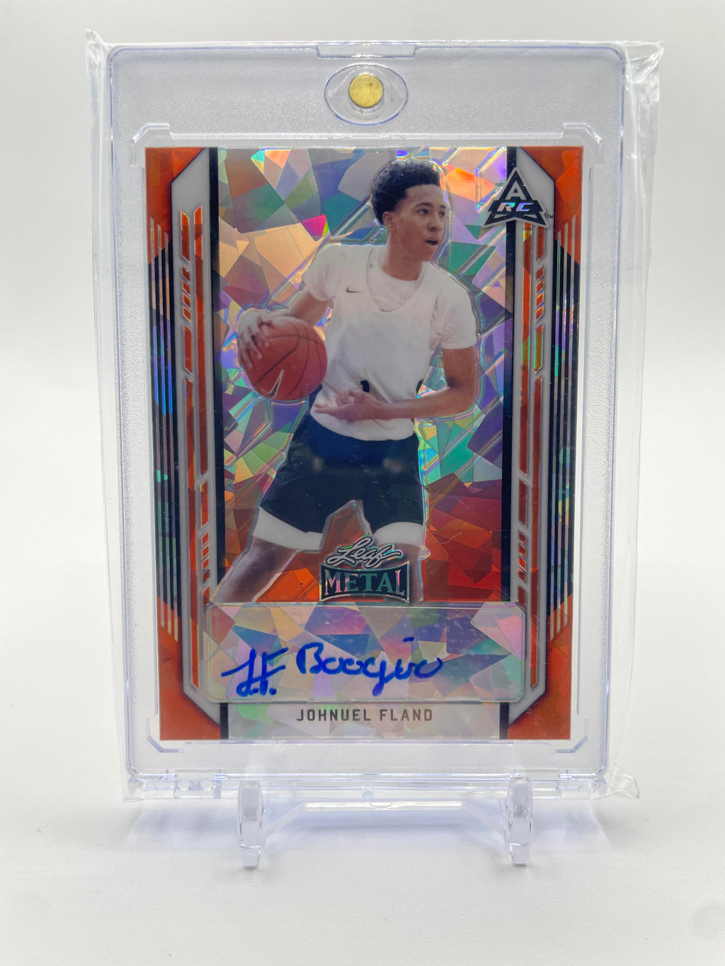 2021-22 Leaf Metal Johnuel Fland Orange Ice Prizm Rookie Auto 4/4