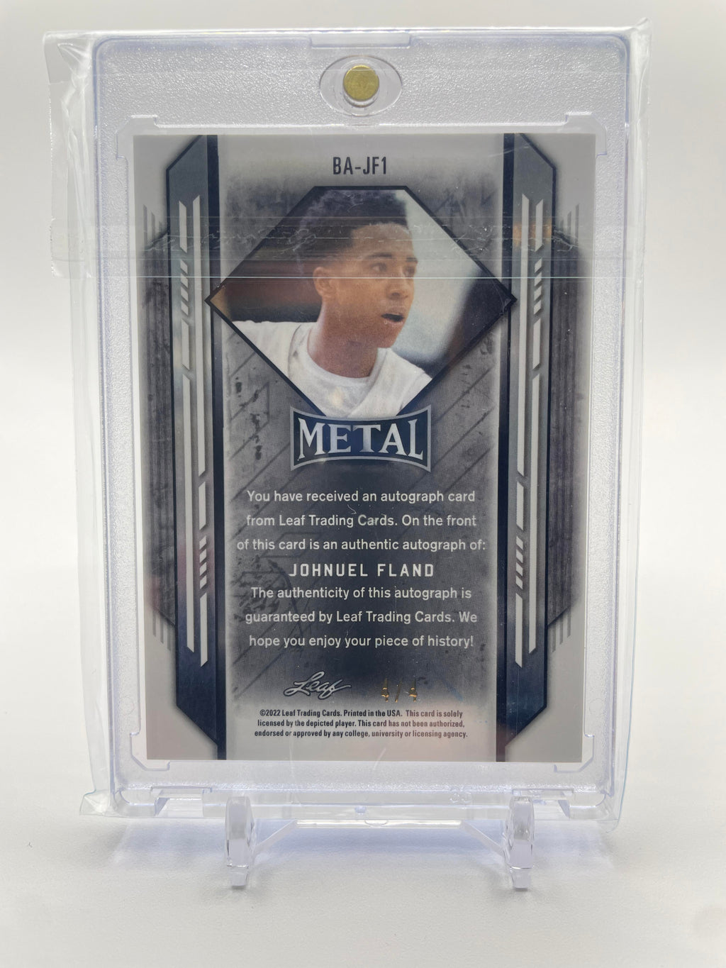 2021-22 Leaf Metal Johnuel Fland Orange Ice Prizm Rookie Auto 4/4