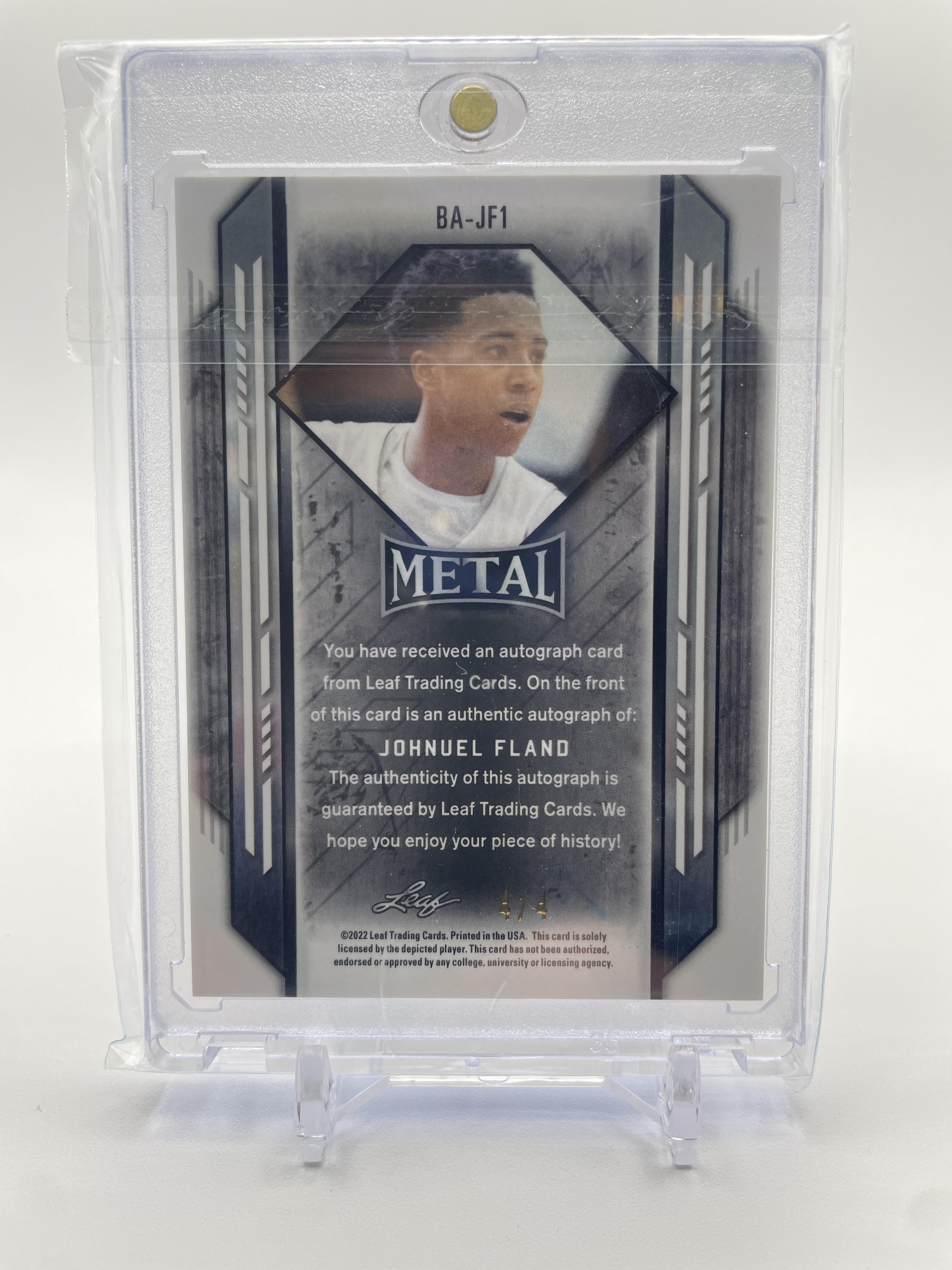 2021-22 Leaf Metal Johnuel Fland Orange Ice Prizm Rookie Auto 4/4