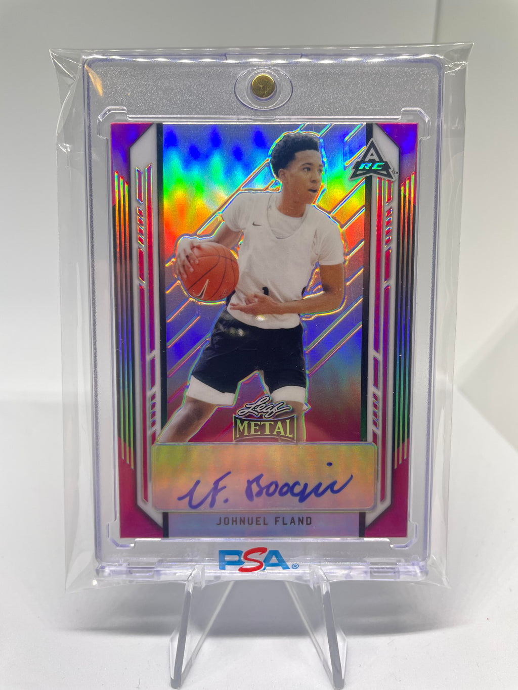 2021-22 Leaf Metal Johnuel Fland Pink Prizm Rookie Auto /30