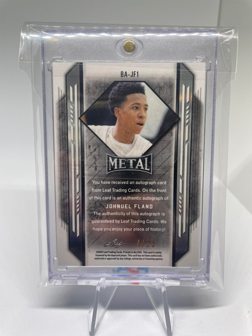 2021-22 Leaf Metal Johnuel Fland Pink Prizm Rookie Auto /30