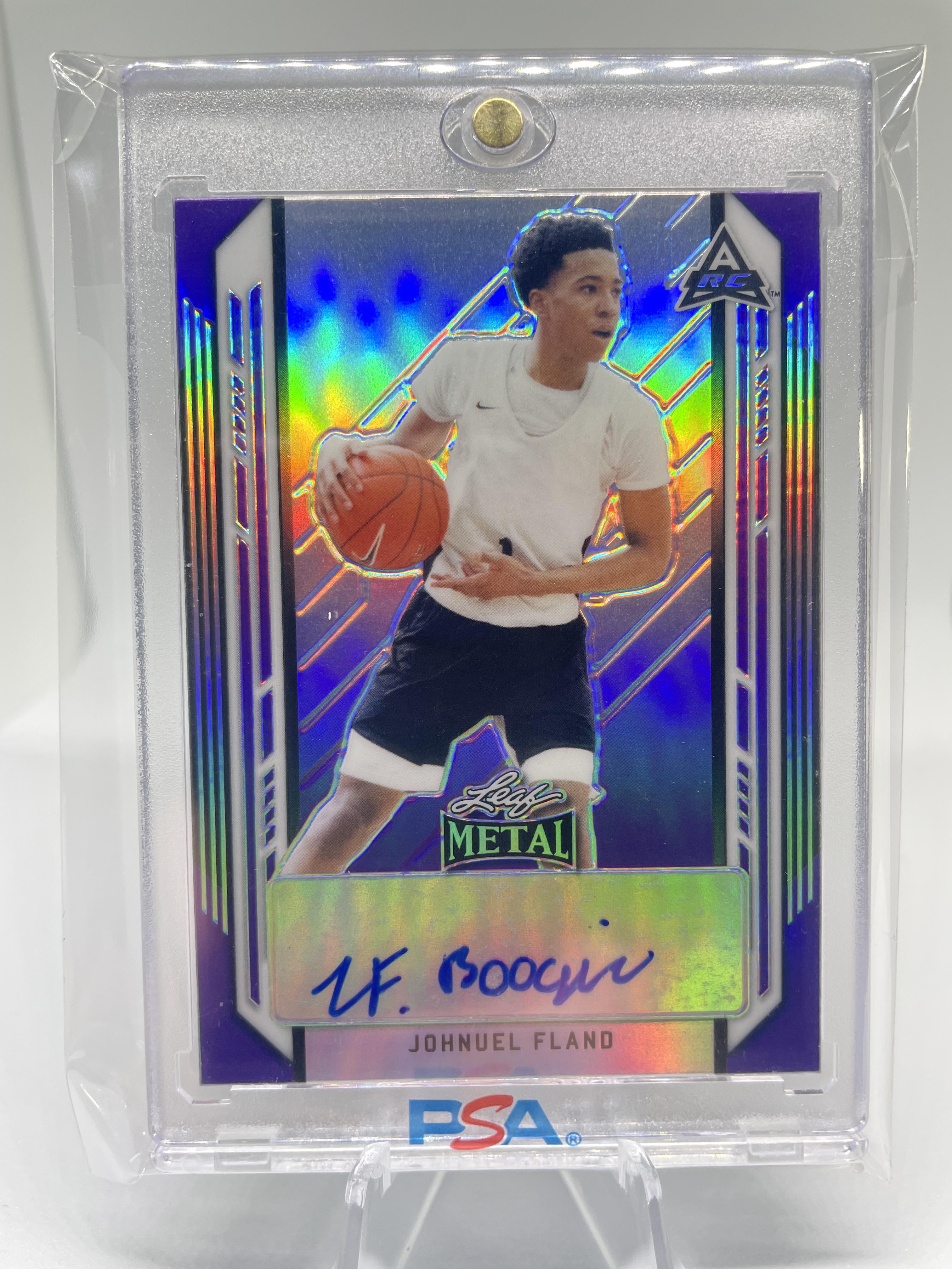 2021-22 Leaf Metal Johnuel Fland Purple Rainbow Rookie Auto /30