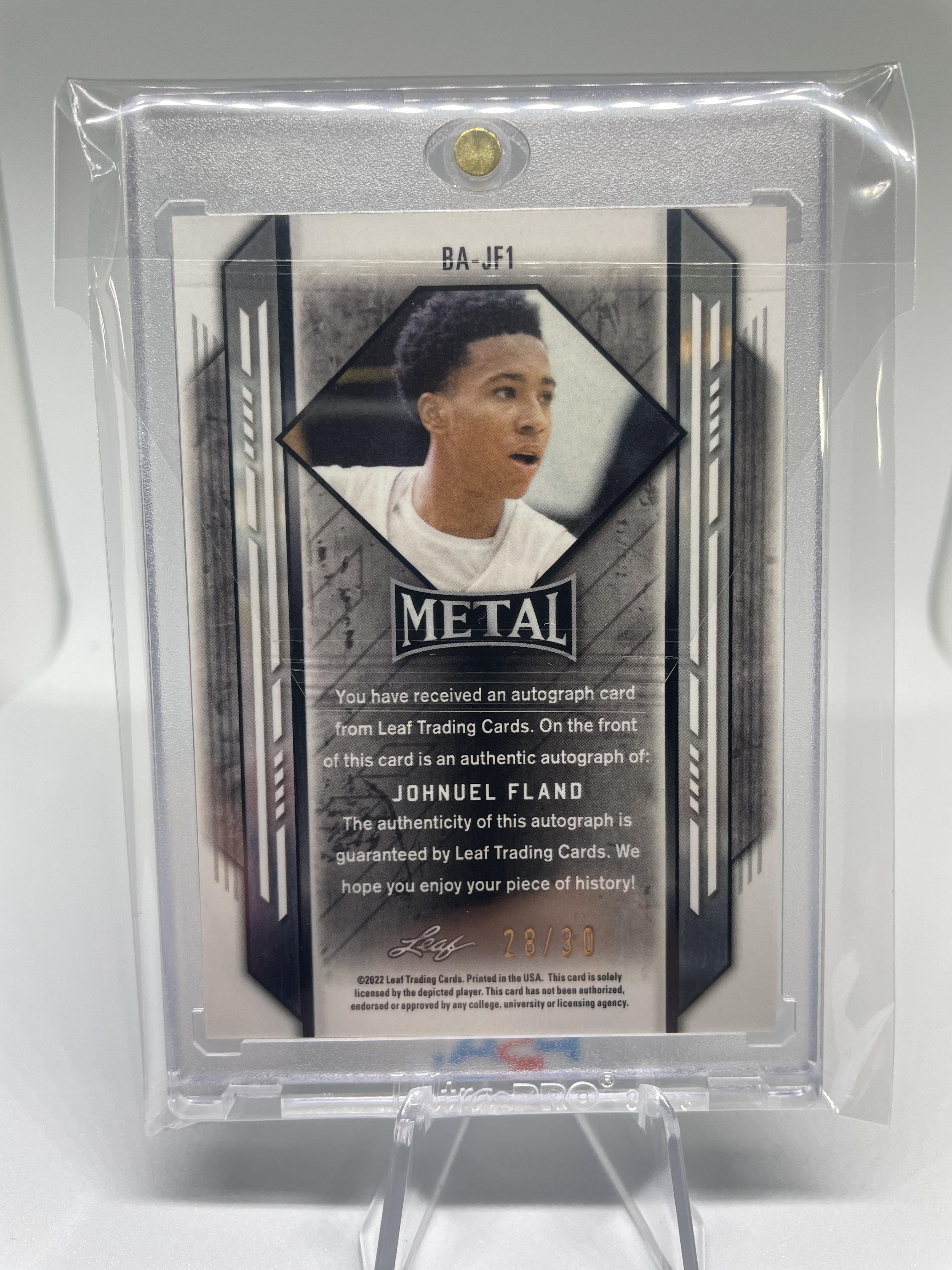 2021-22 Leaf Metal Johnuel Fland Purple Rainbow Rookie Auto /30