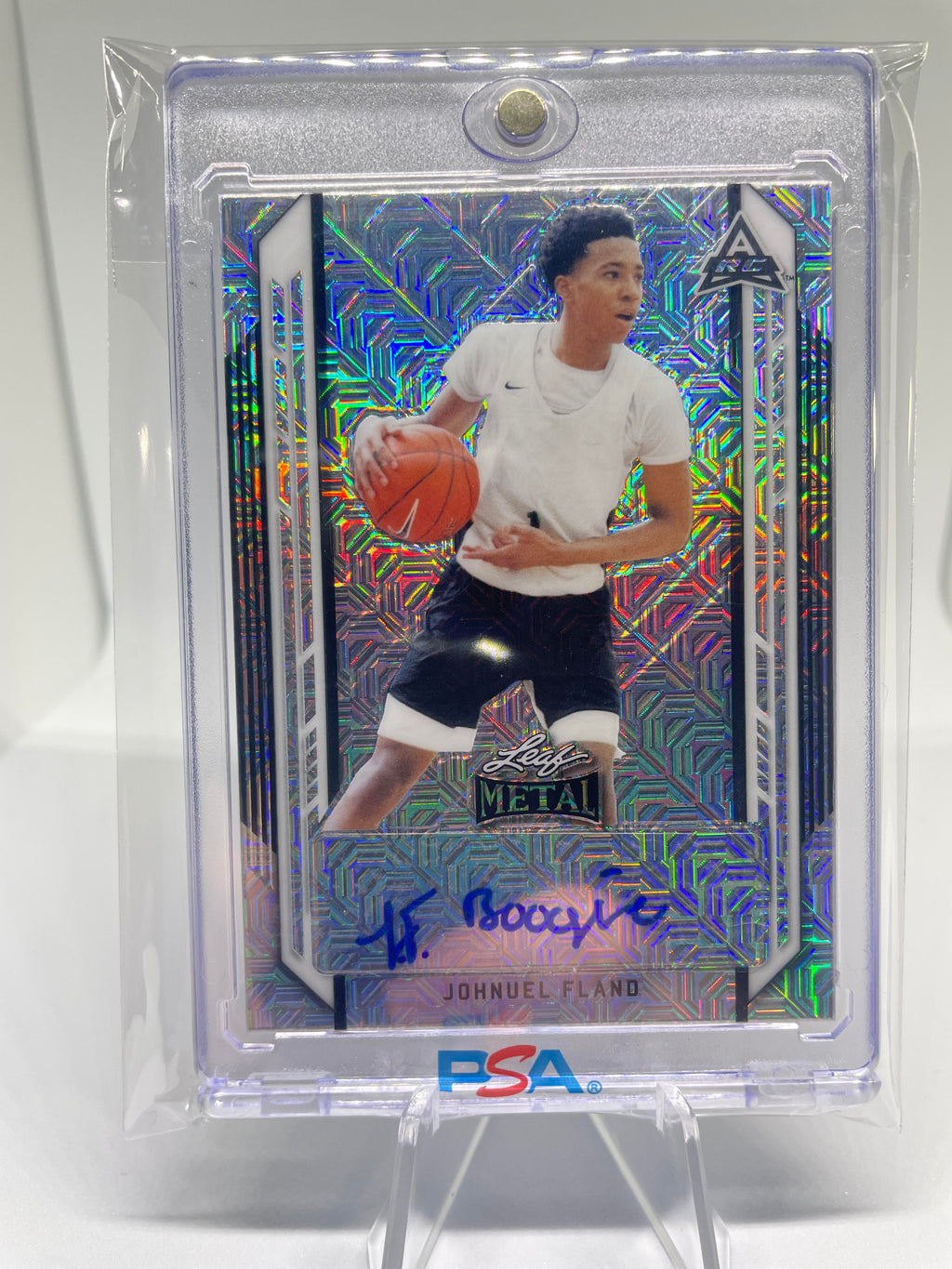 2021-22 Leaf Metal Johnuel Fland Silver Mojo Parallel Rookie Auto