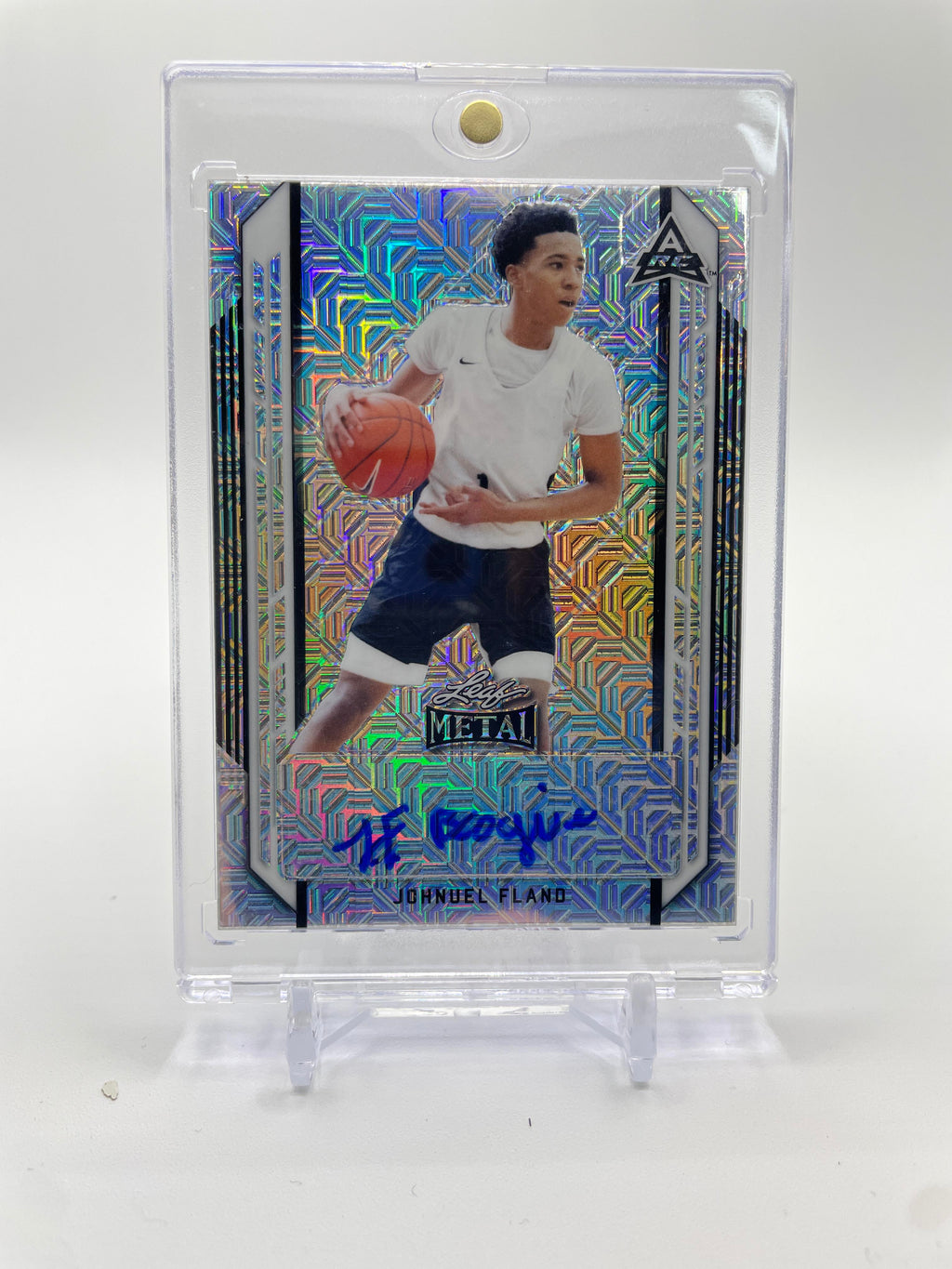2021-22 Leaf Metal Johnuel Fland Silver Mojo Parallel Rookie Auto