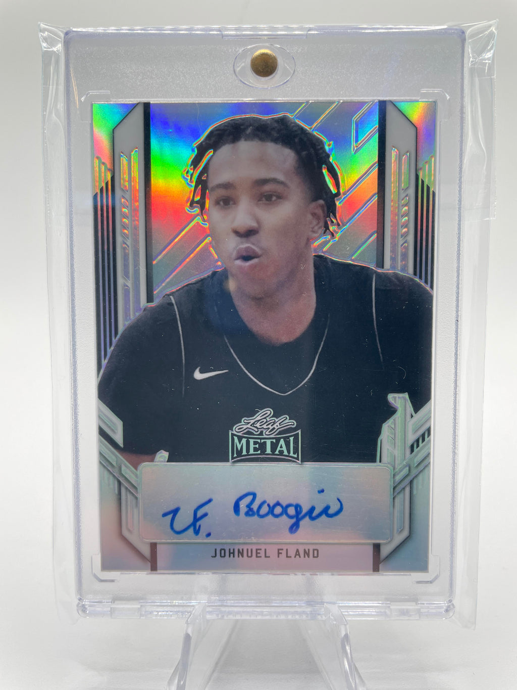 2021-22 Leaf Metal Johnuel Fland Silver Prizm Portrait Rookie Auto #PA-JF1
